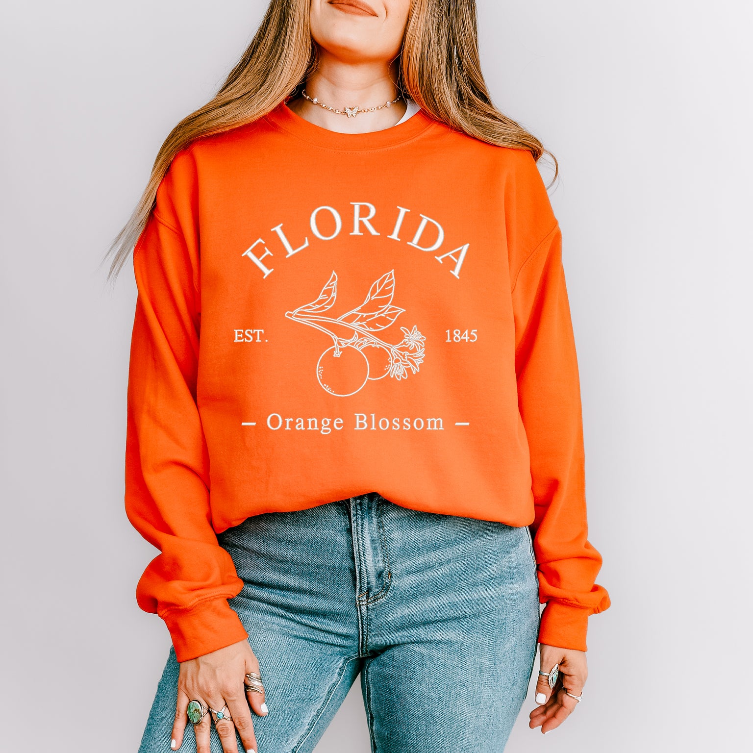Embroidered Florida Orange Blossom | Sweatshirt