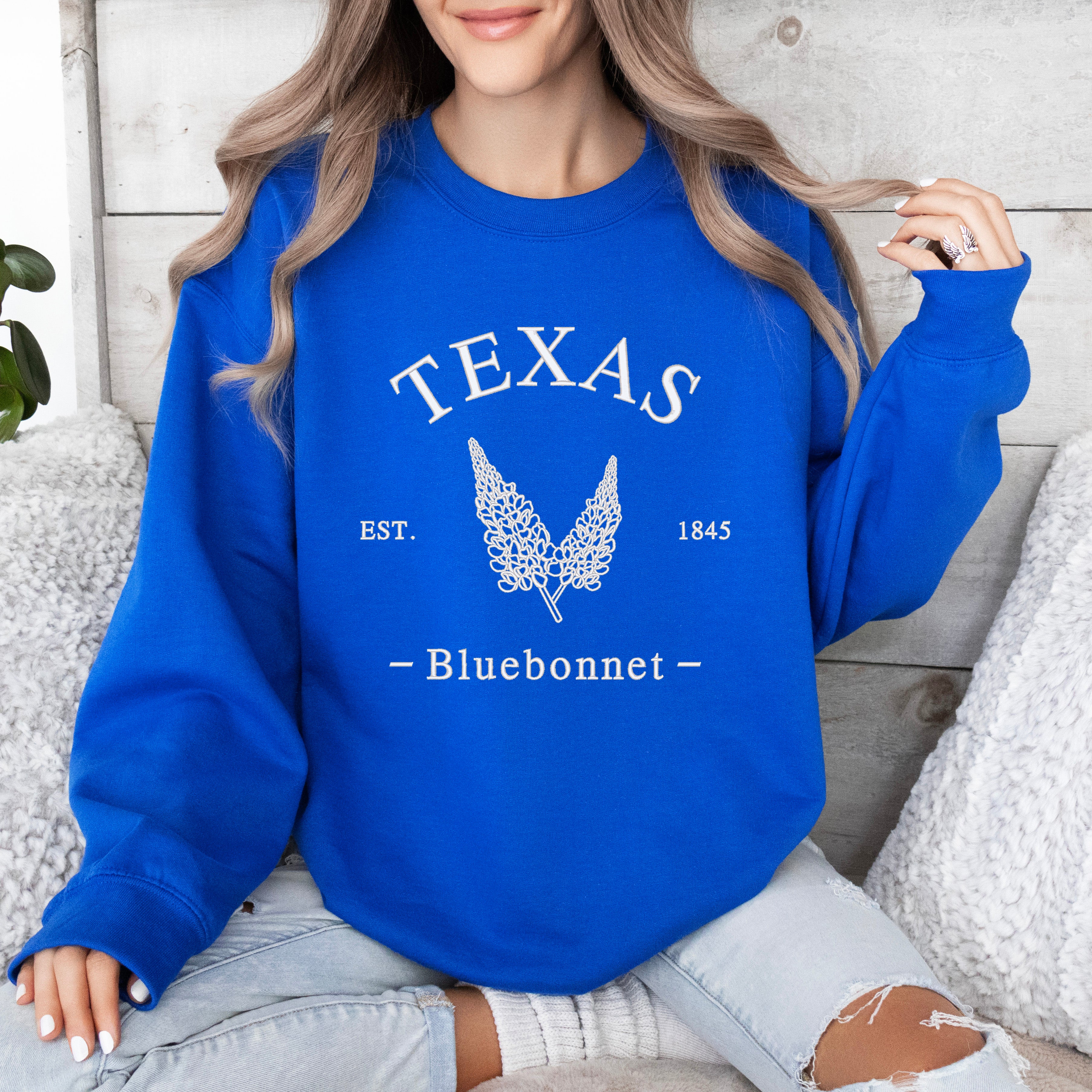 Embroidered Texas Bluebonnet Flower | Sweatshirt