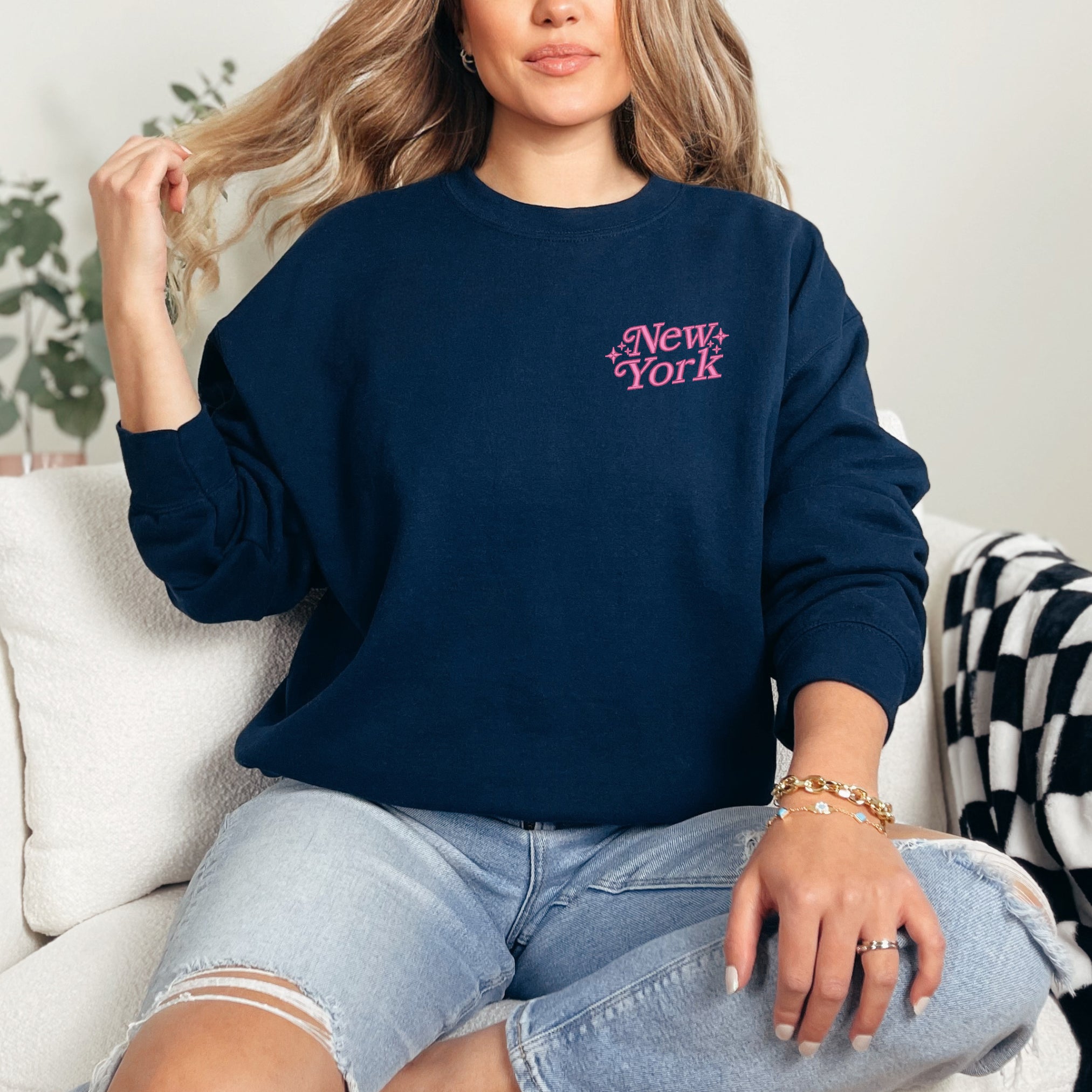 Embroidered New York Stars | Sweatshirt