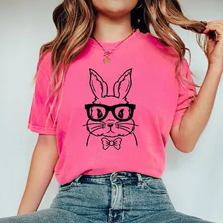 Bunny Face With Bowtie | Garment Dyed Short Sleeve Tee