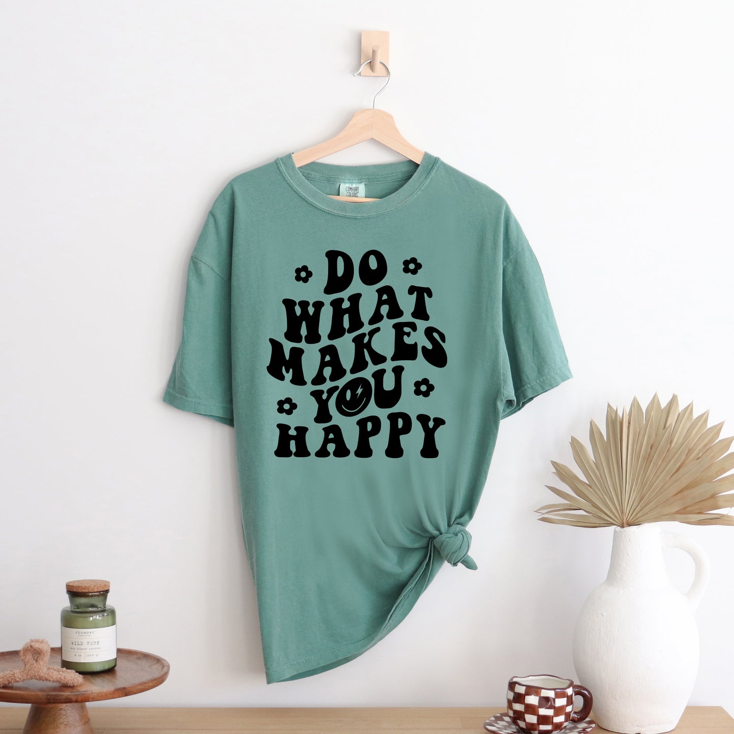 Makes You Happy Smiley Face | Garment Dyed Short Sleeve Tee