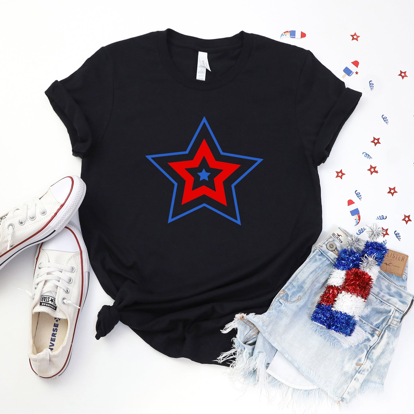 Patriotic Three Stars | Short Sleeve Graphic Tee