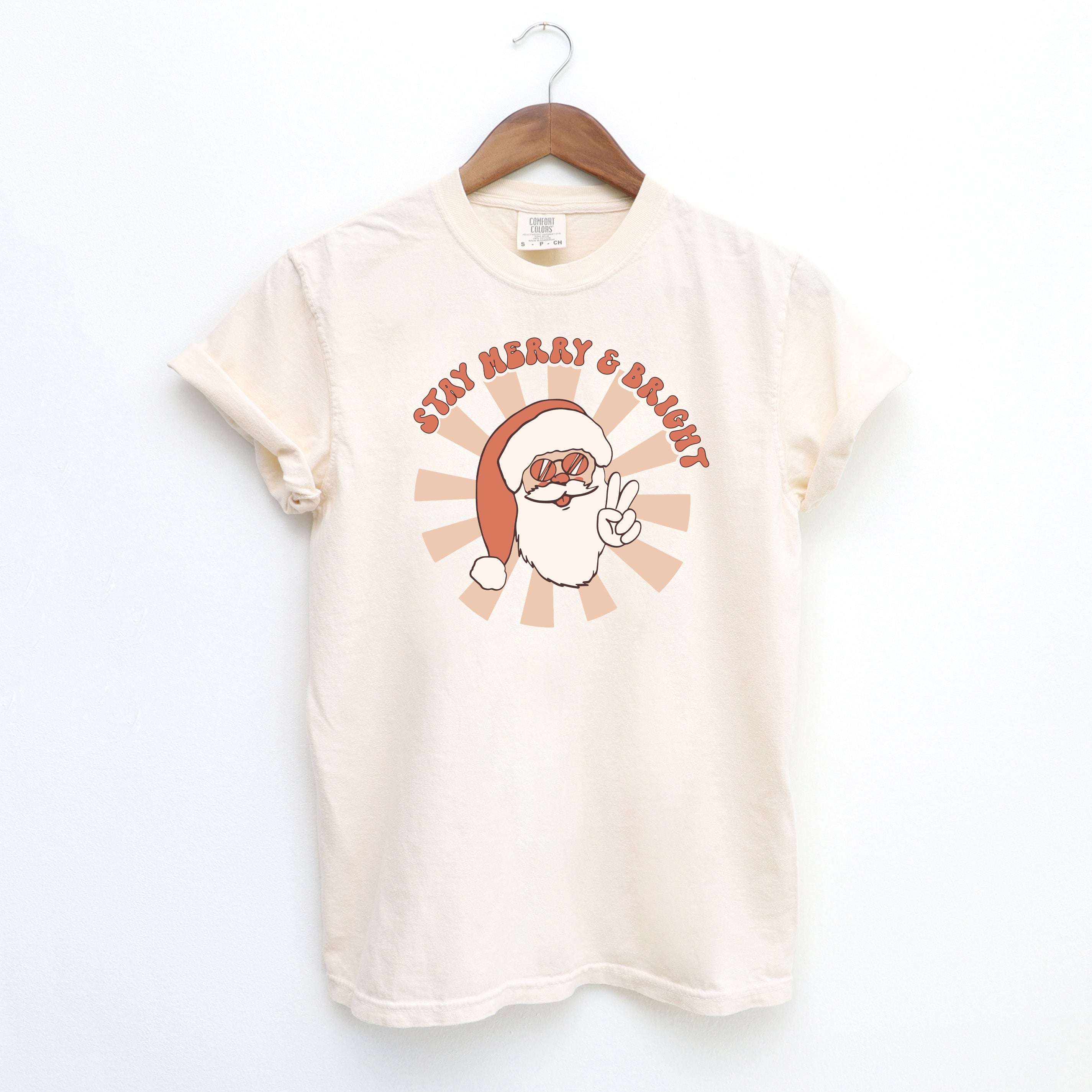 Stay Merry and Bright Santa | Garment Dyed Tee