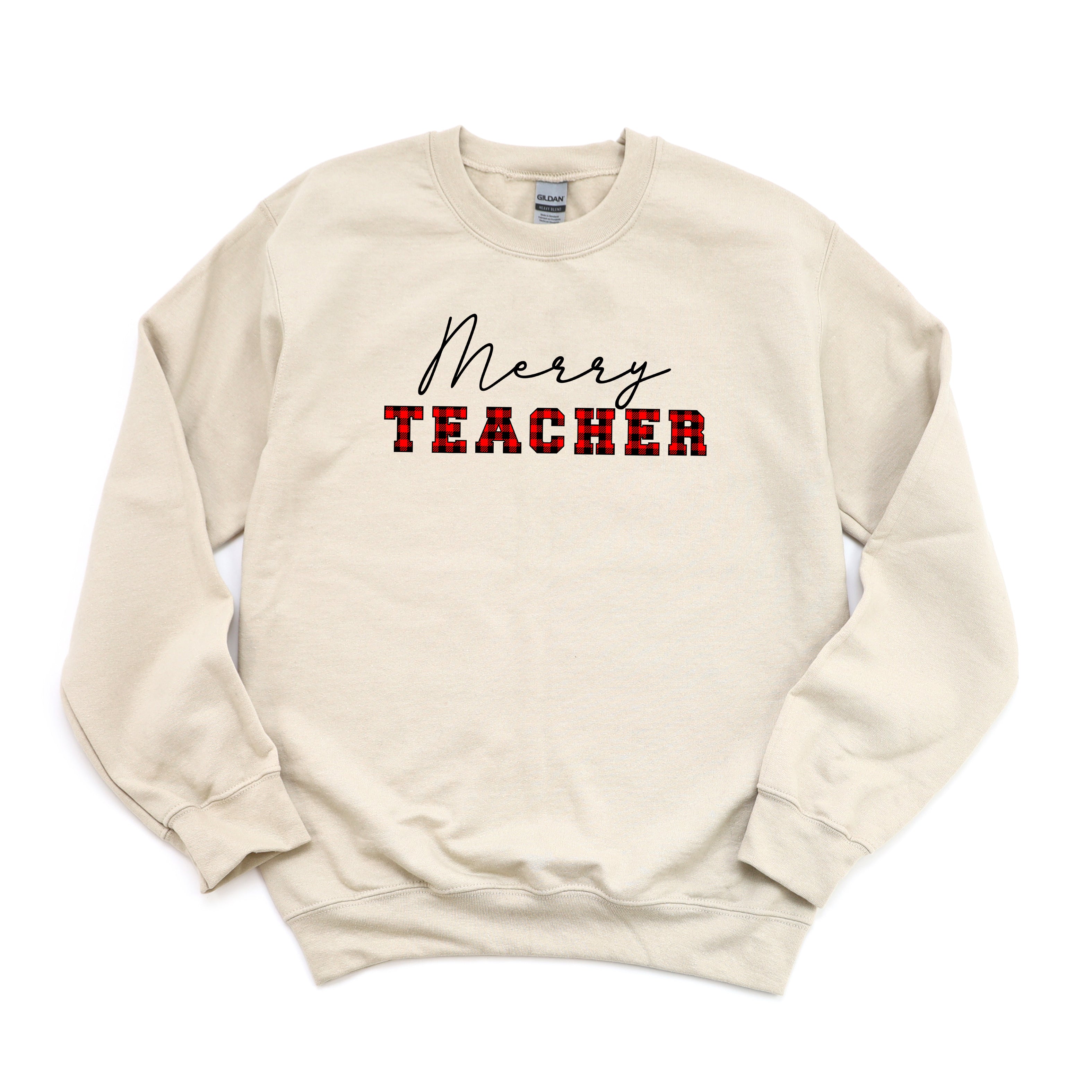 Merry Teacher Buffalo Plaid | Sweatshirt
