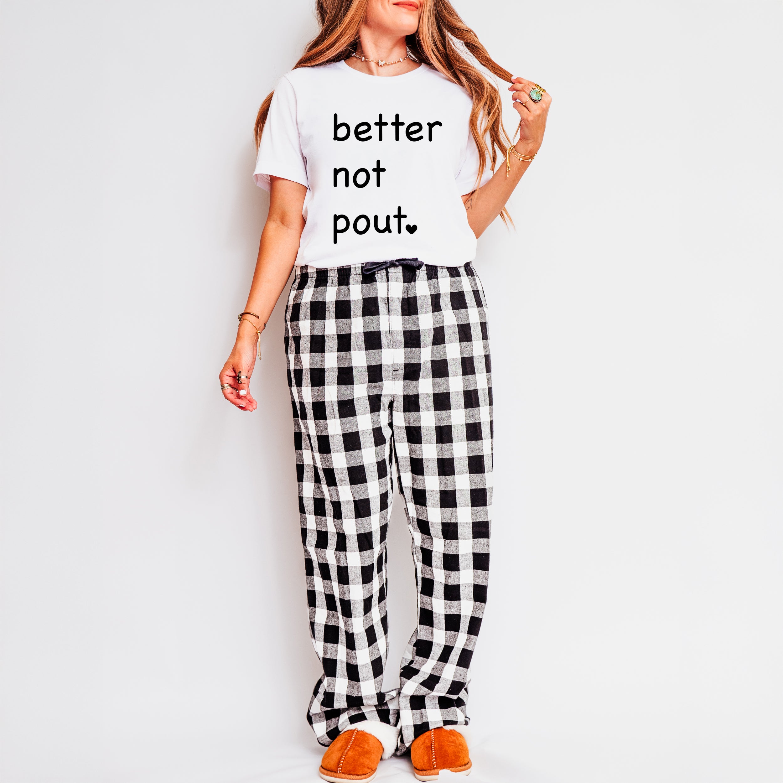 Better Not Pout Heart | Plaid Pajama Set