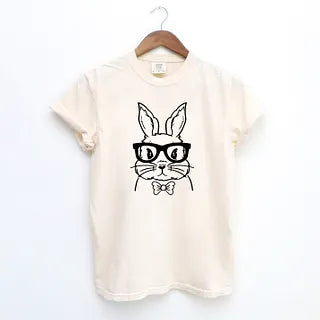 Bunny Face With Bowtie | Garment Dyed Short Sleeve Tee