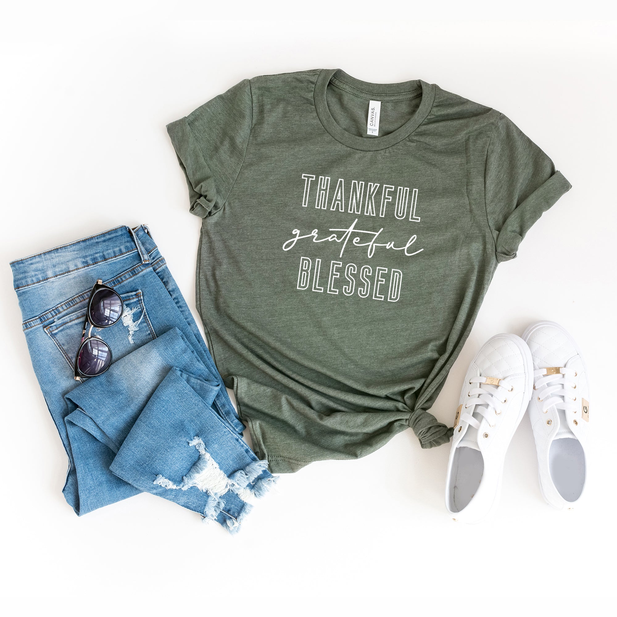 Thankful Grateful Blessed | Short Sleeve Graphic Tee