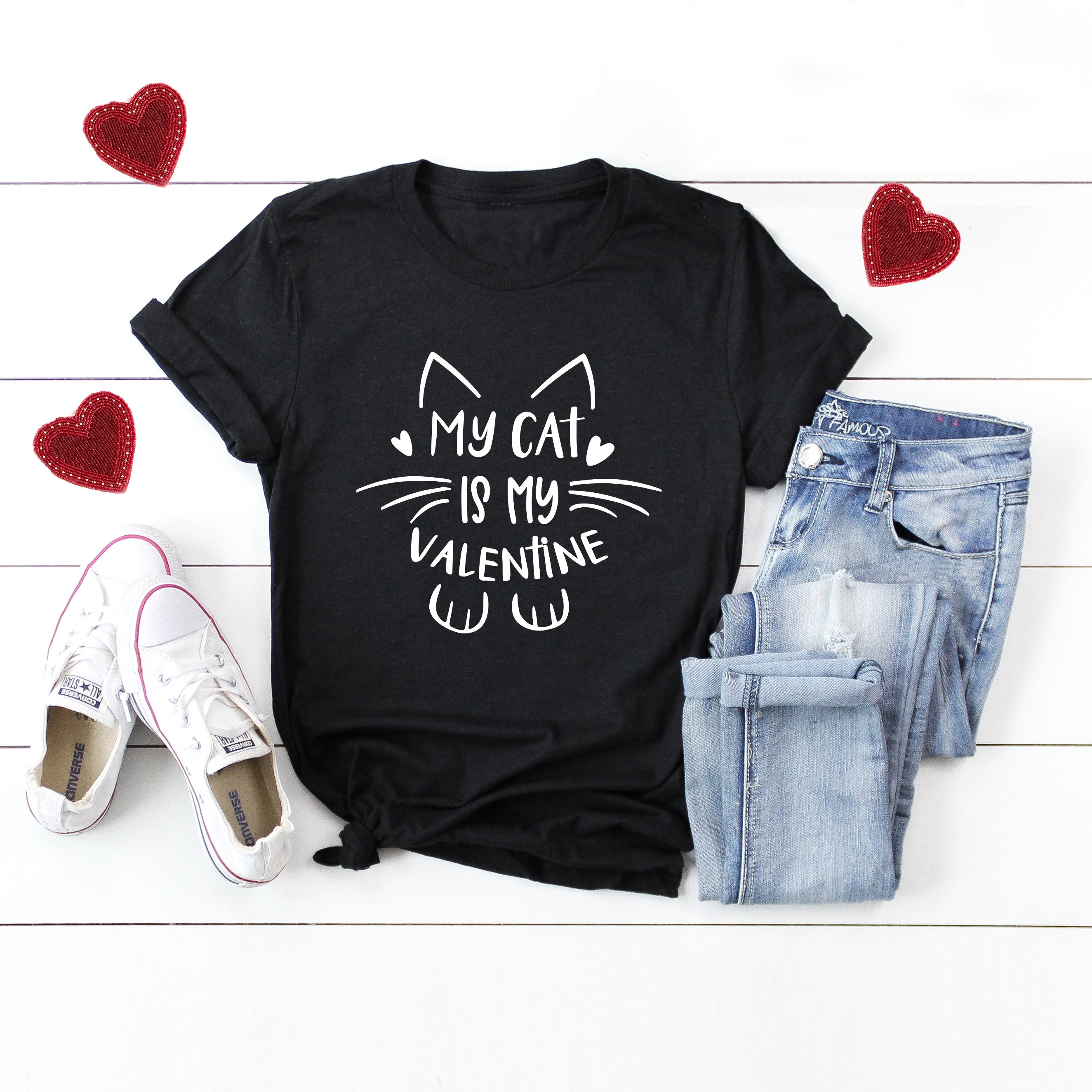 My Cat Is My Valentine | Short Sleeve Crew Neck