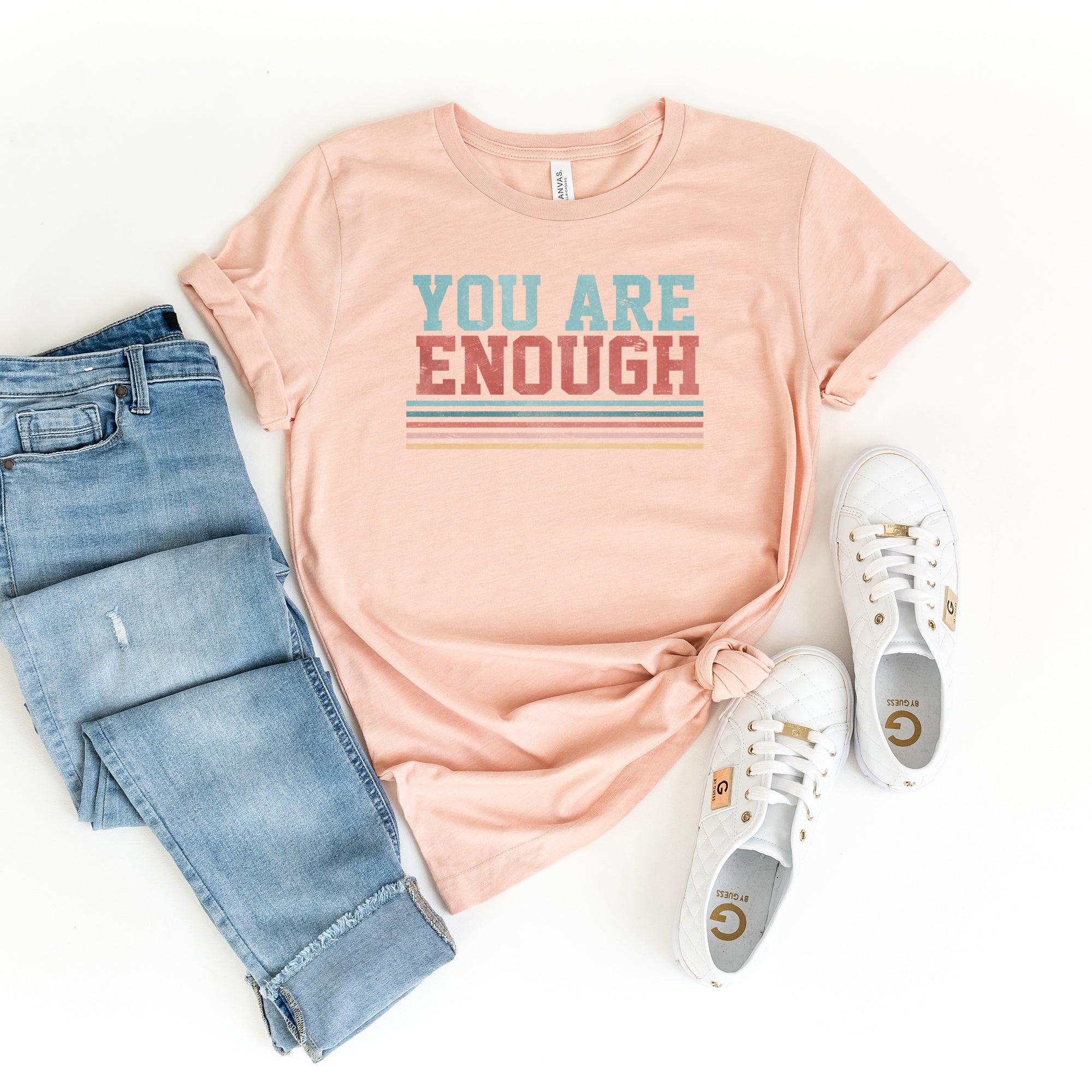 You Are Enough Stripes | Short Sleeve Graphic Tee