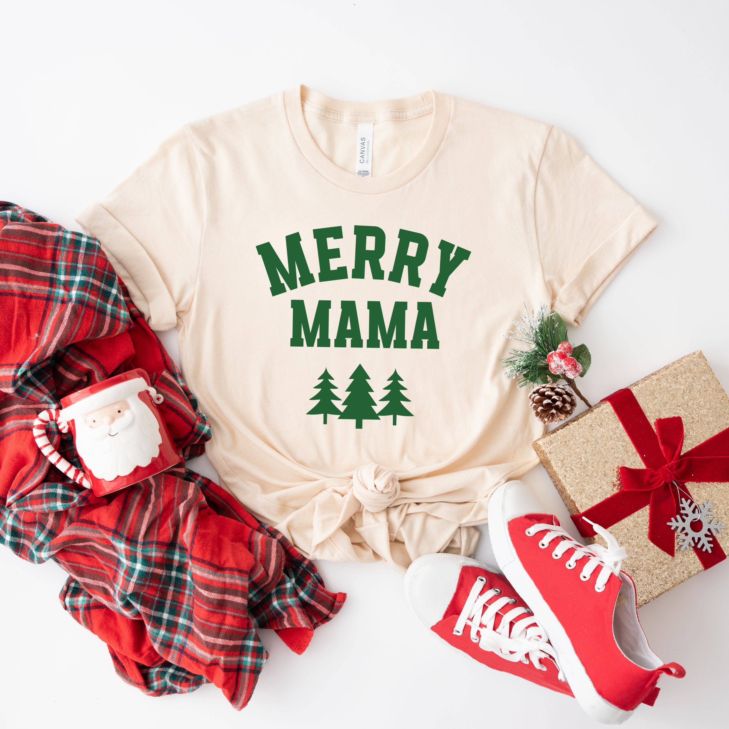 Merry Mama Pine Tree | Short Sleeve Crew Neck