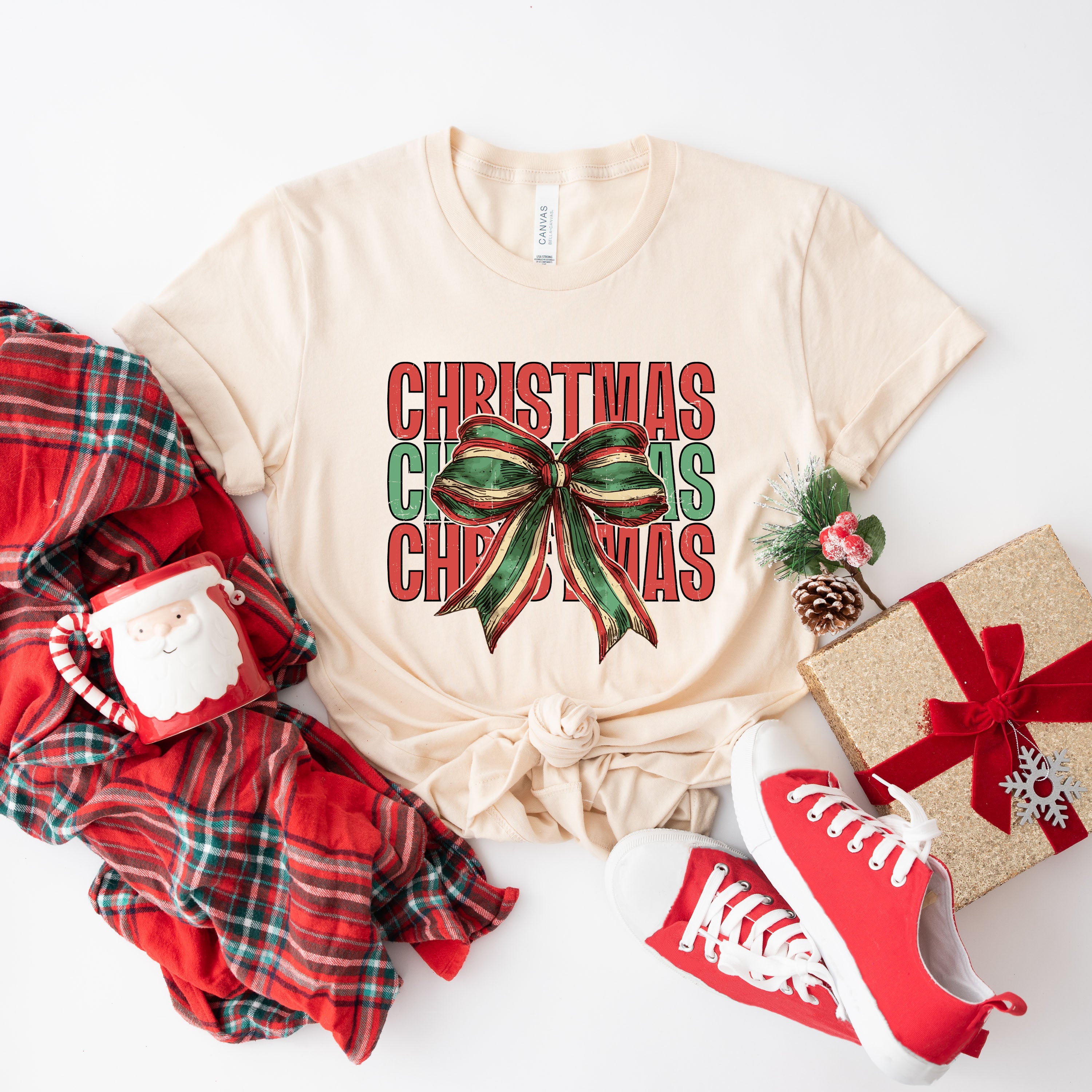 Coquette Christmas Stacked | Short Sleeve Crewneck