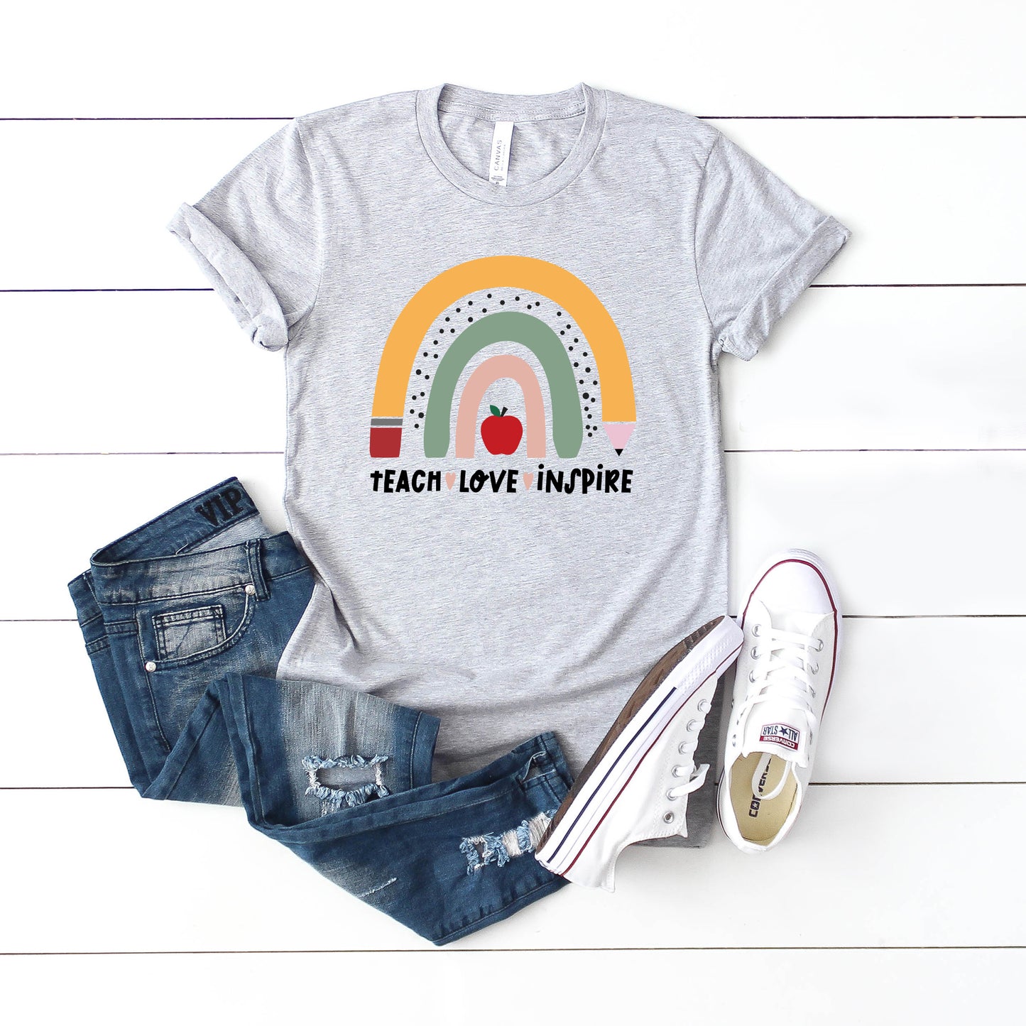 Teach Love Inspire Rainbow | Short Sleeve Graphic Tee