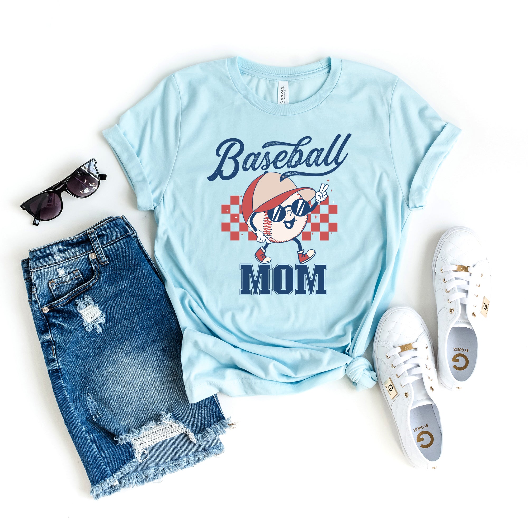 Baseball Mom Checkered | Short Sleeve Graphic Tee