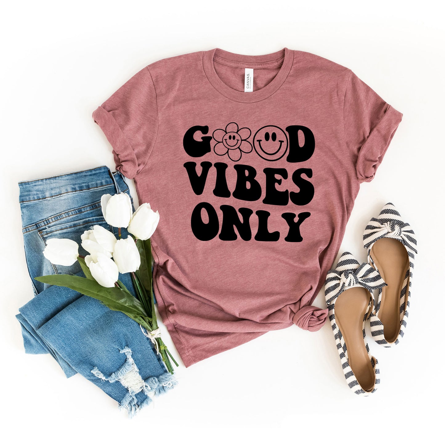 Good Vibes Only Smiley Face | Short Sleeve Graphic Tee