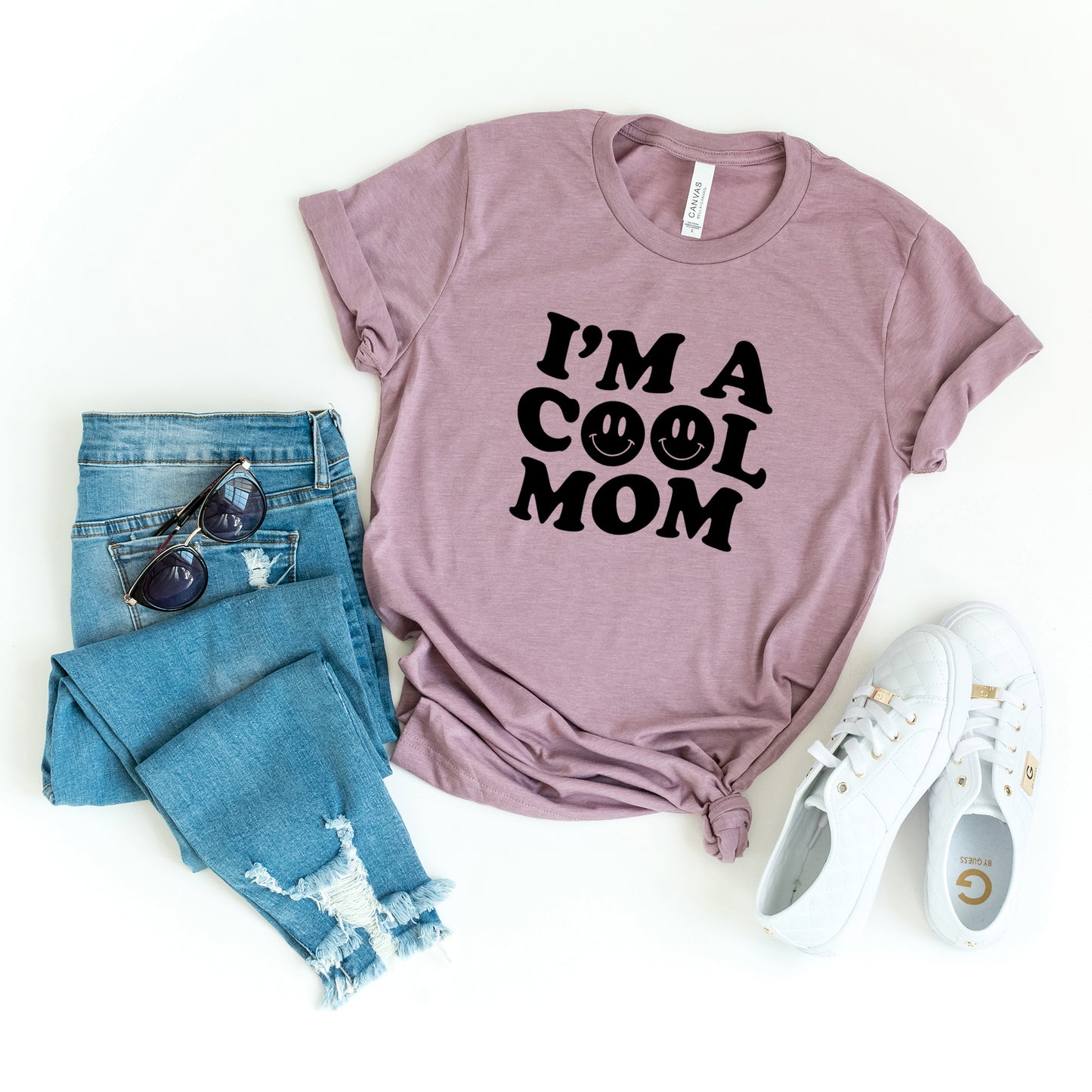 I'm A Cool Mom Smiley Face | Short Sleeve Graphic Tee