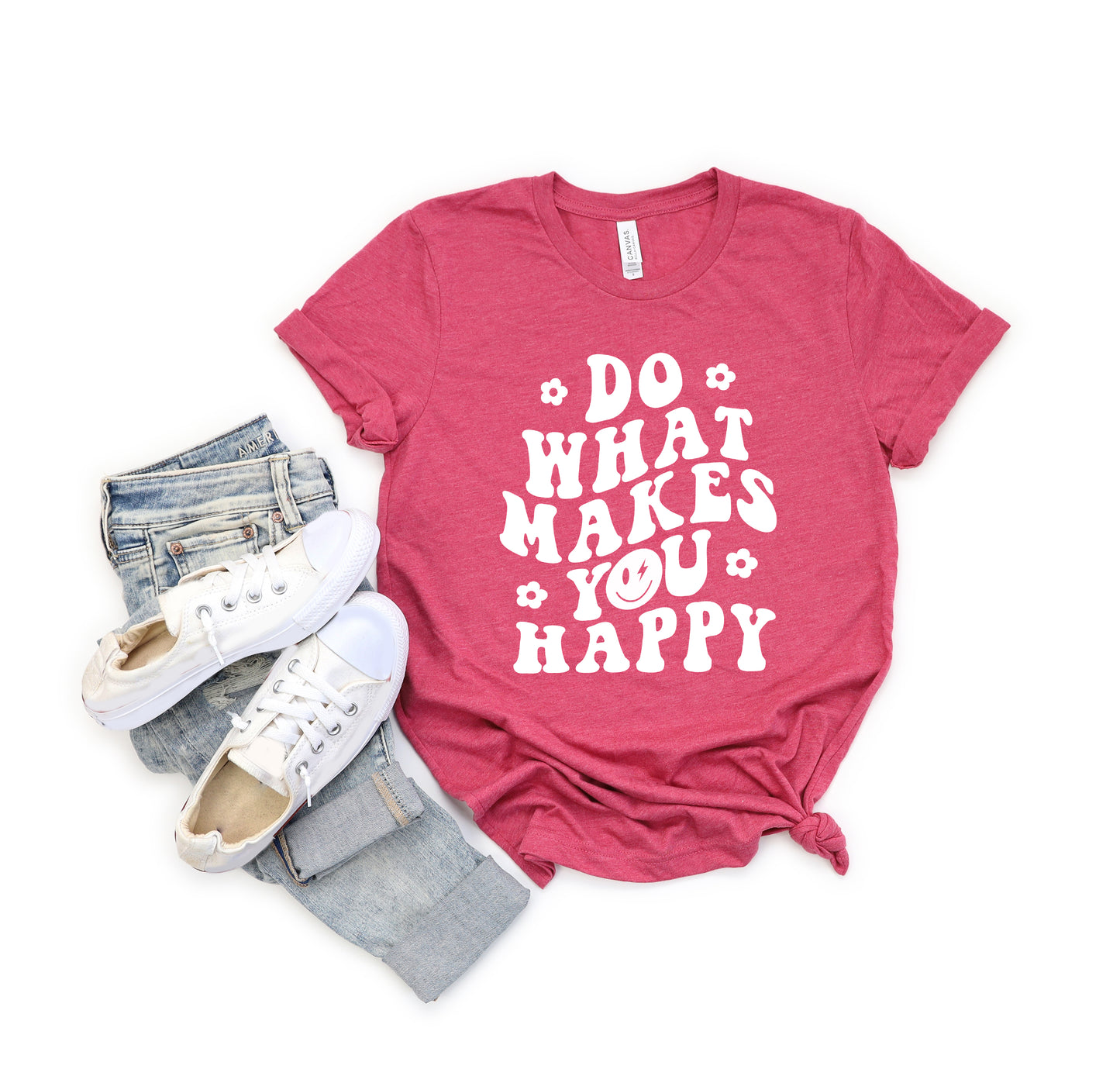 Makes You Happy Smiley Face | Short Sleeve Graphic Tee