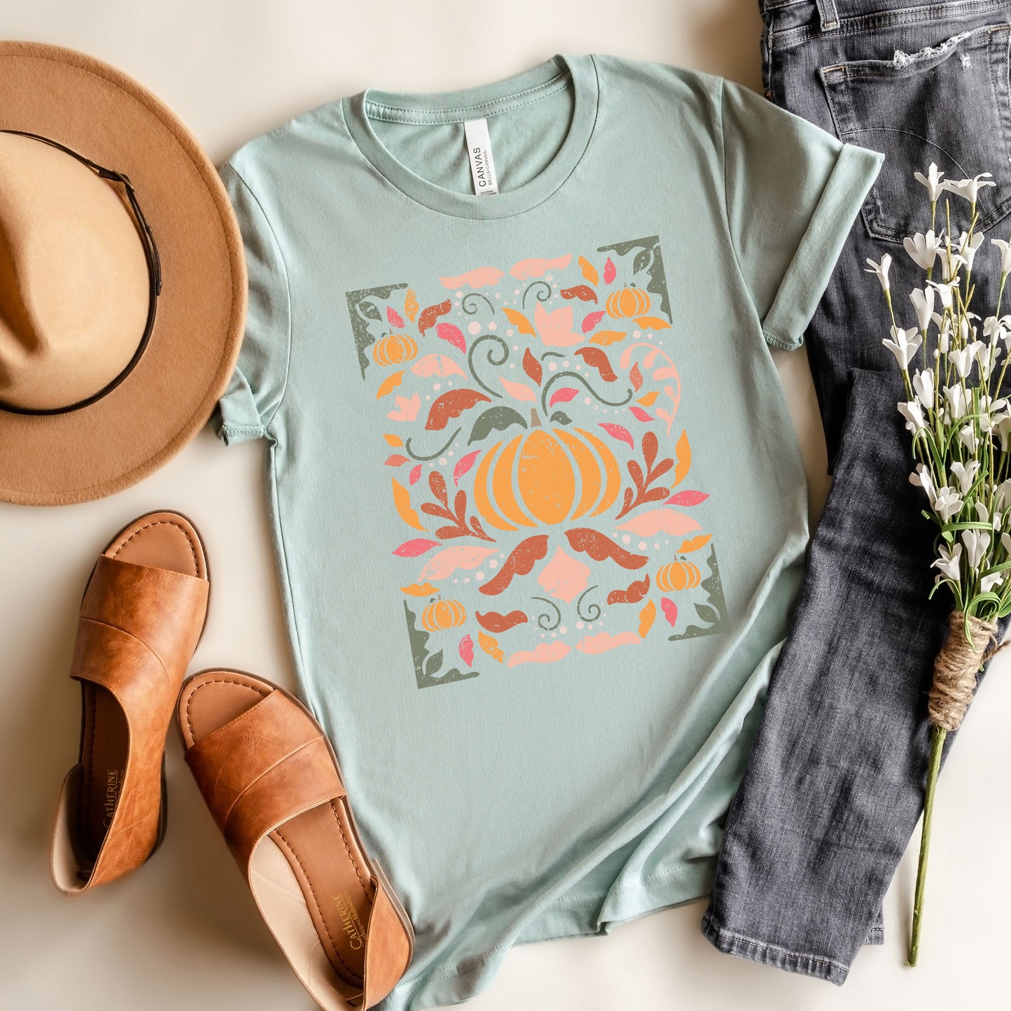 Fall Floral Grunge | Short Sleeve Crew Neck