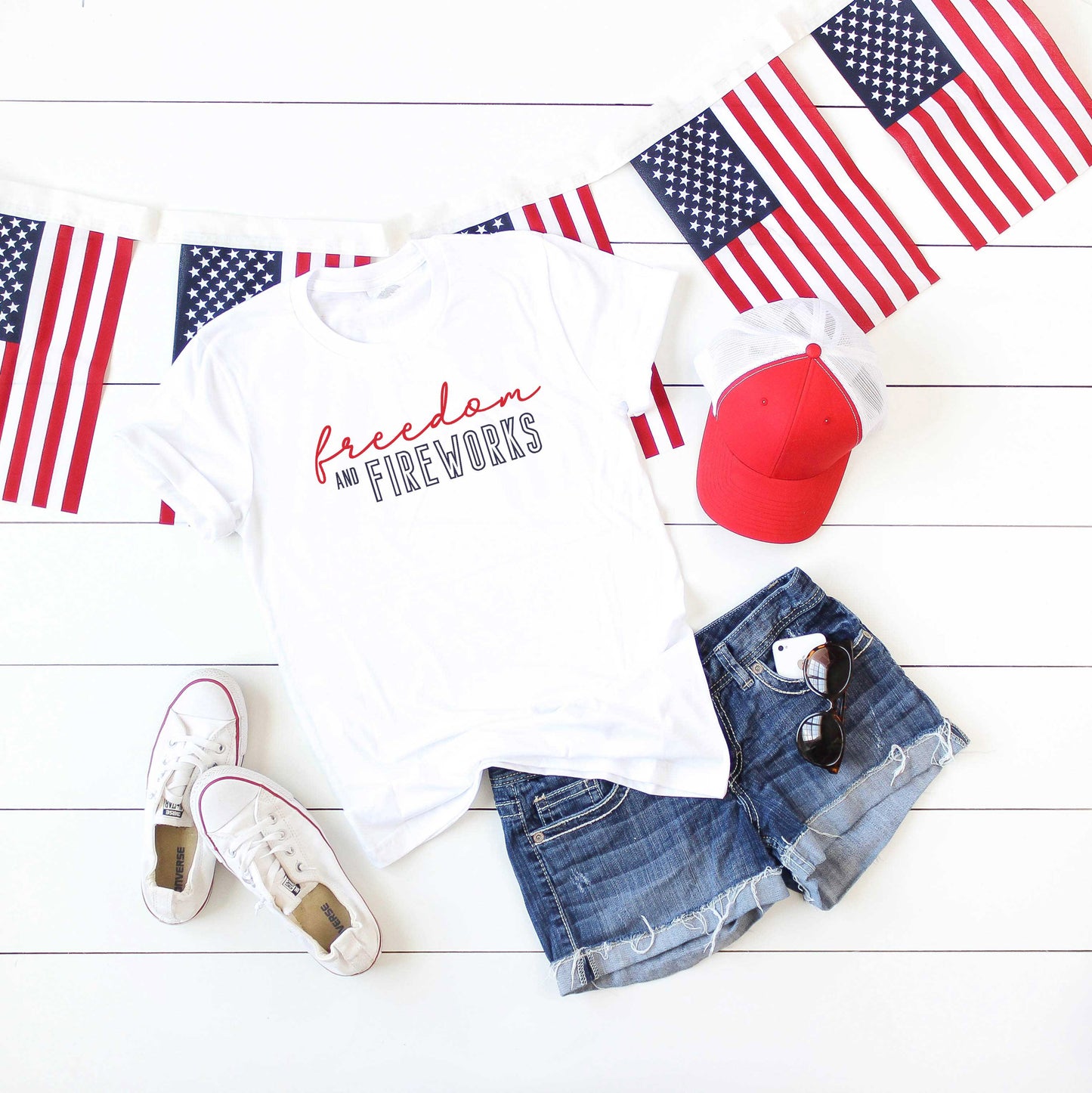 Freedom And Fireworks | Short Sleeve Graphic Tee