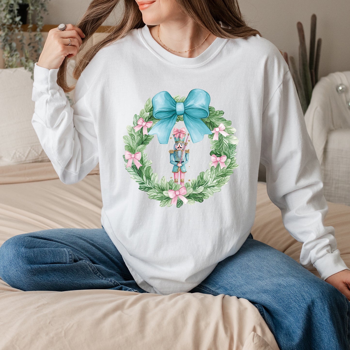 Nutcracker Wreath Coquette | Garment Dyed Long Sleeve