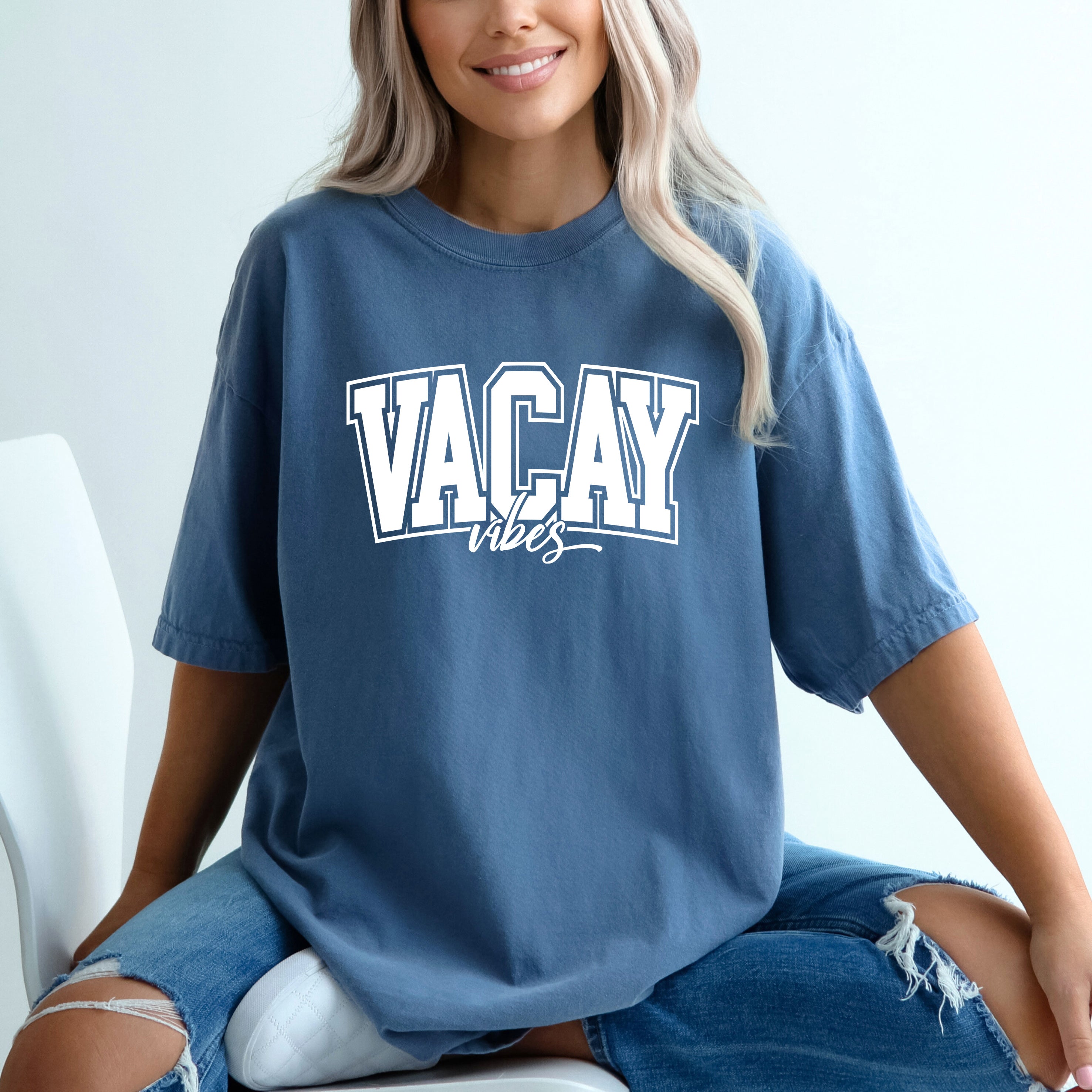 Varsity Vacay Vibes | Garment Dyed Short Sleeve Tee