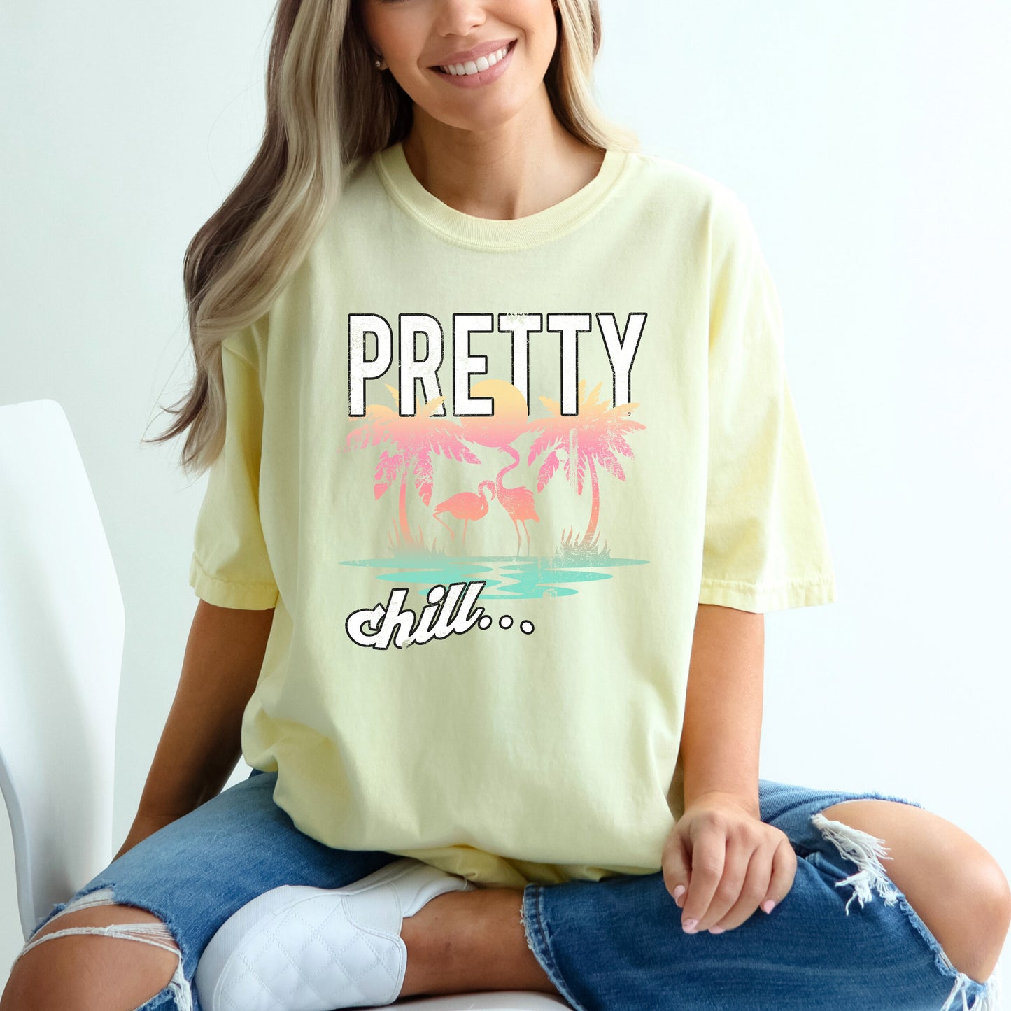 Pretty Chill Flamingo | Garment Dyed Short Sleeve Tee