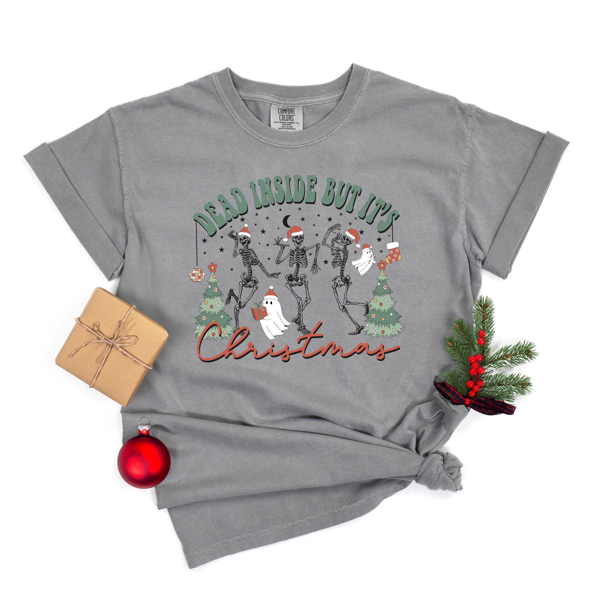 Dead Inside Christmas Skeleton | Garment Dyed Tee