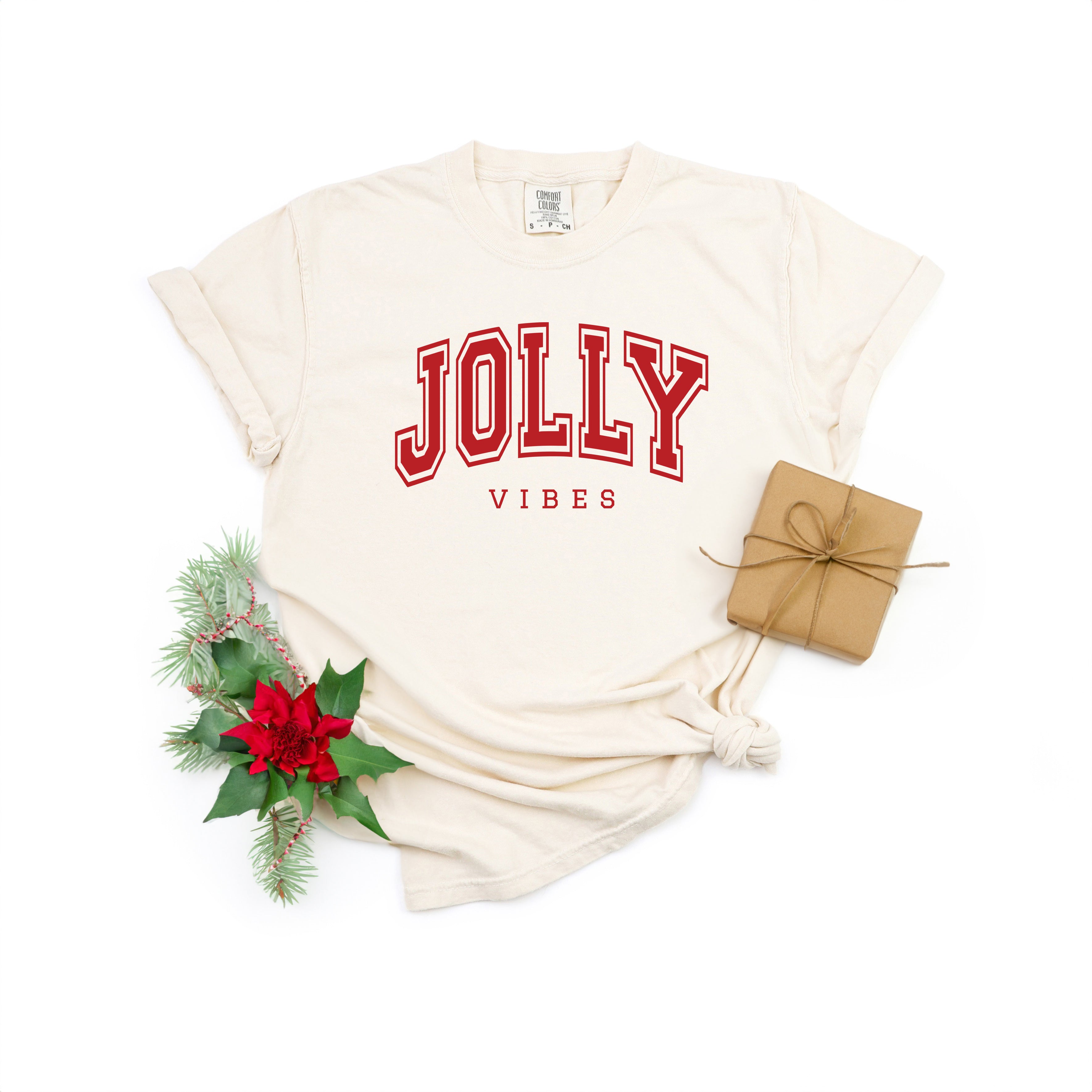 Jolly Vibes Varsity Thick Outline | Garment Dyed Tee