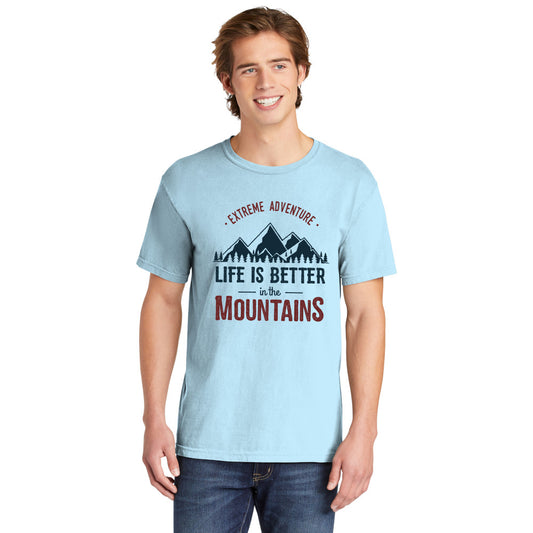 Life Is Better In The Mountains Colorful | Men's Garment Dyed Tee