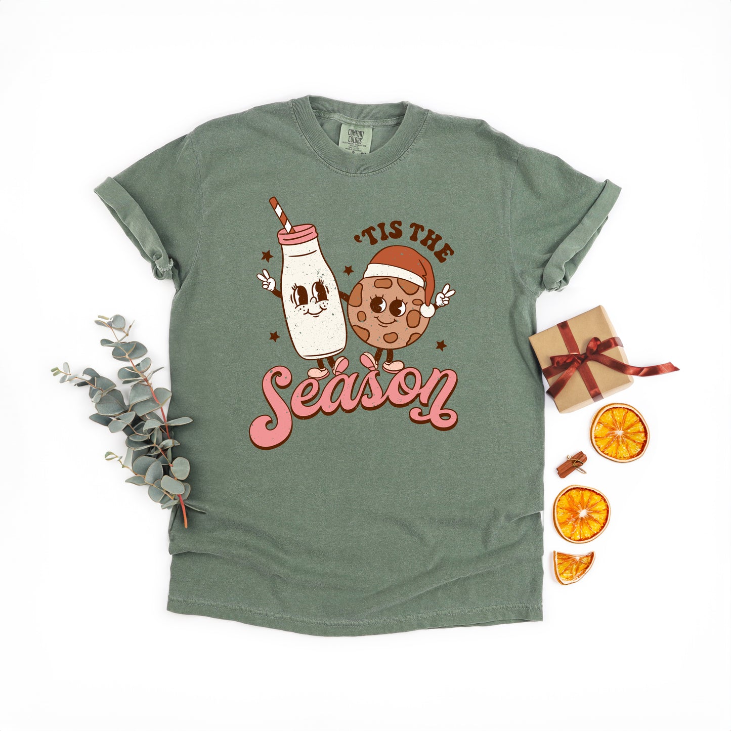 Tis The Season Milk And Cookie | Garment Dyed Tee