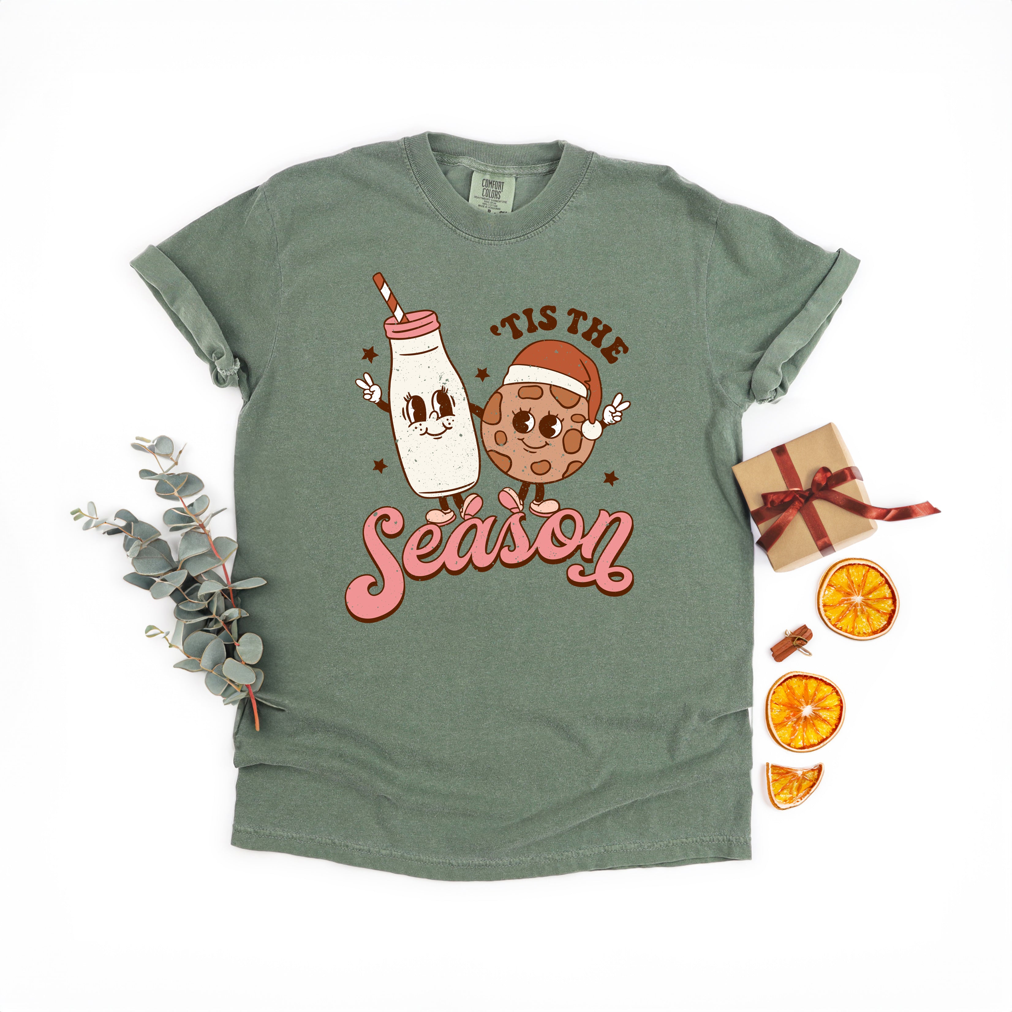 Tis The Season Milk And Cookie | Garment Dyed Tee