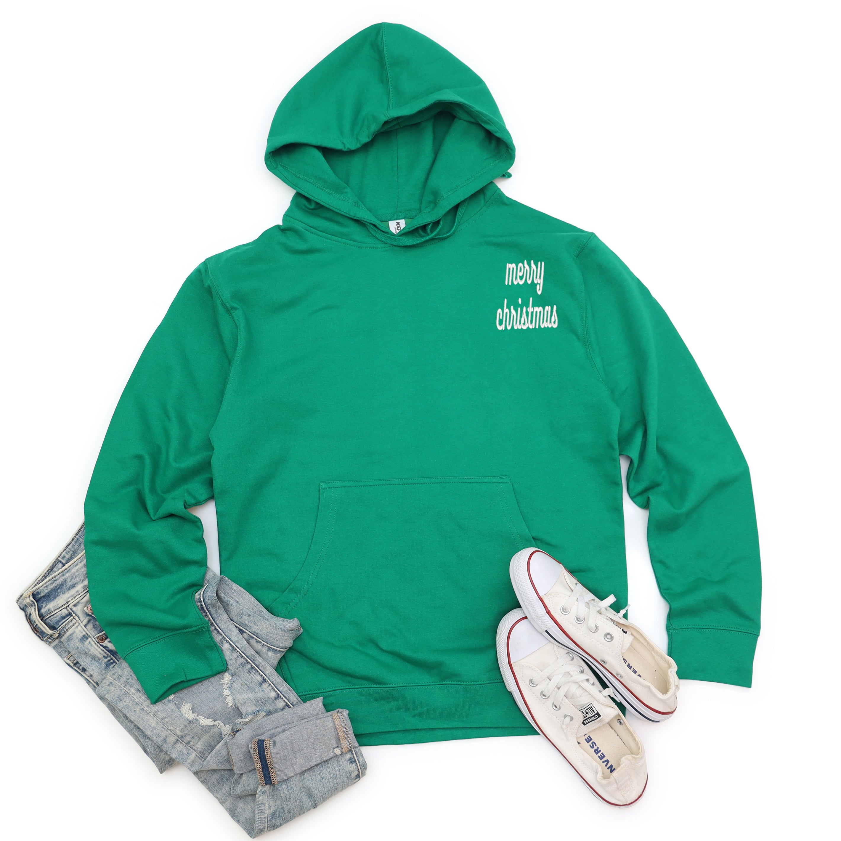 Embroidered Merry Christmas Bold Cursive Mini | Hoodie