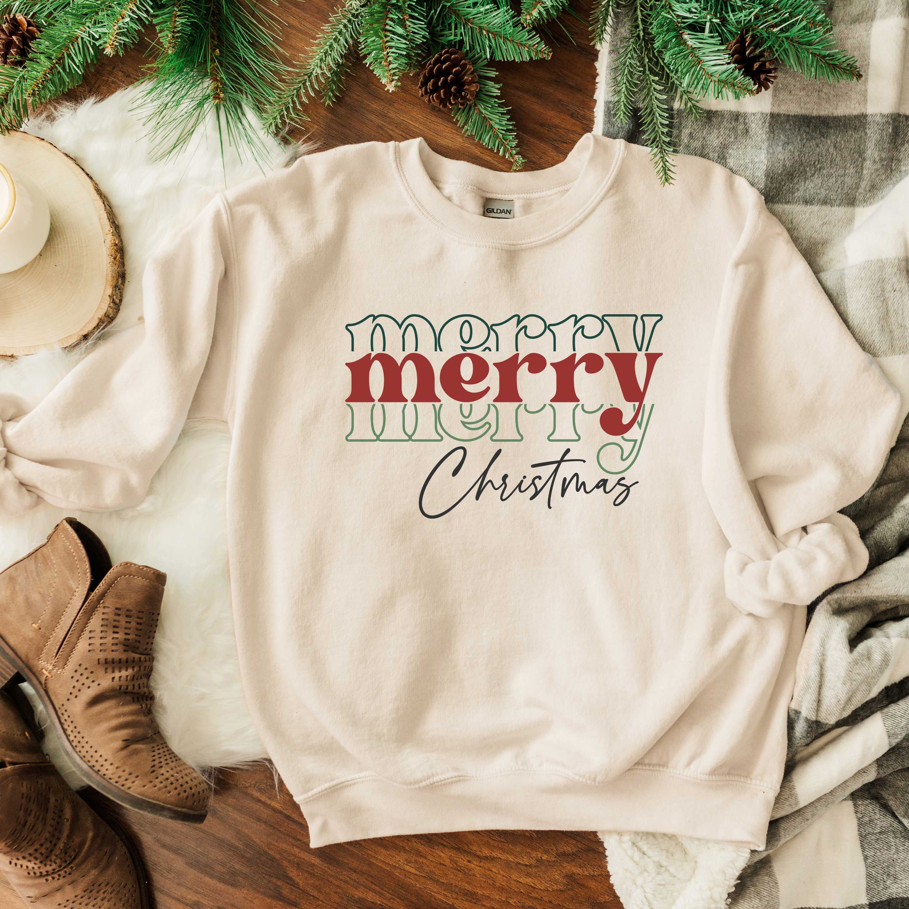 Merry Christmas Stacked | Sweatshirt