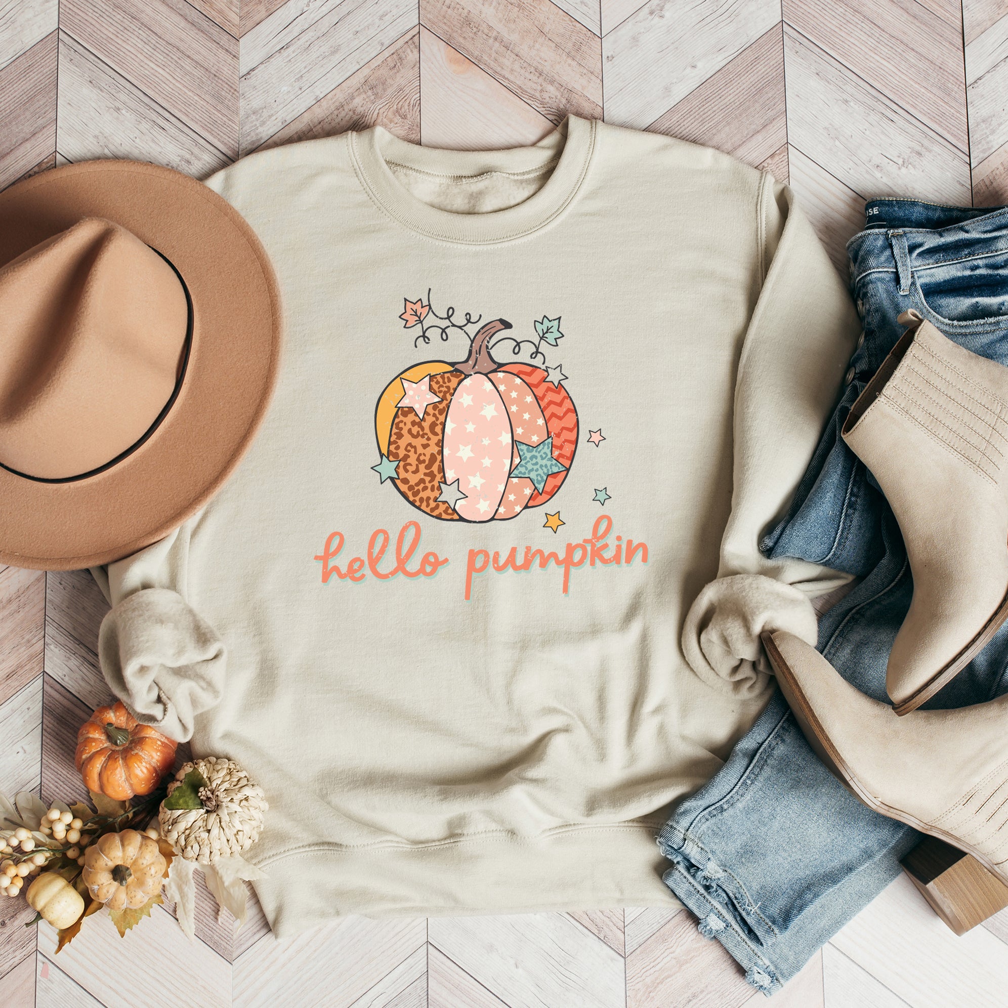 Hello Pumpkin Colorful Stars | Sweatshirt