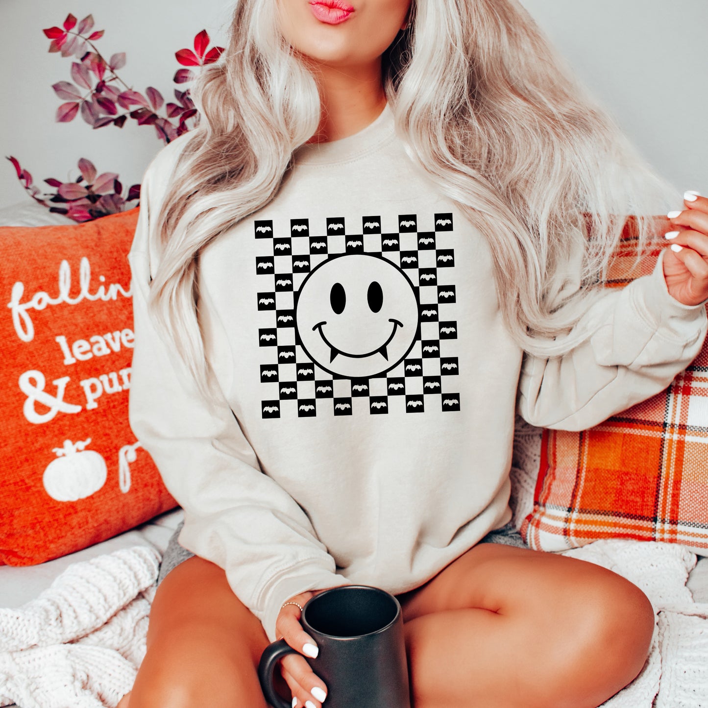 Halloween Bat Smiley Face | Graphic Sweatshirt