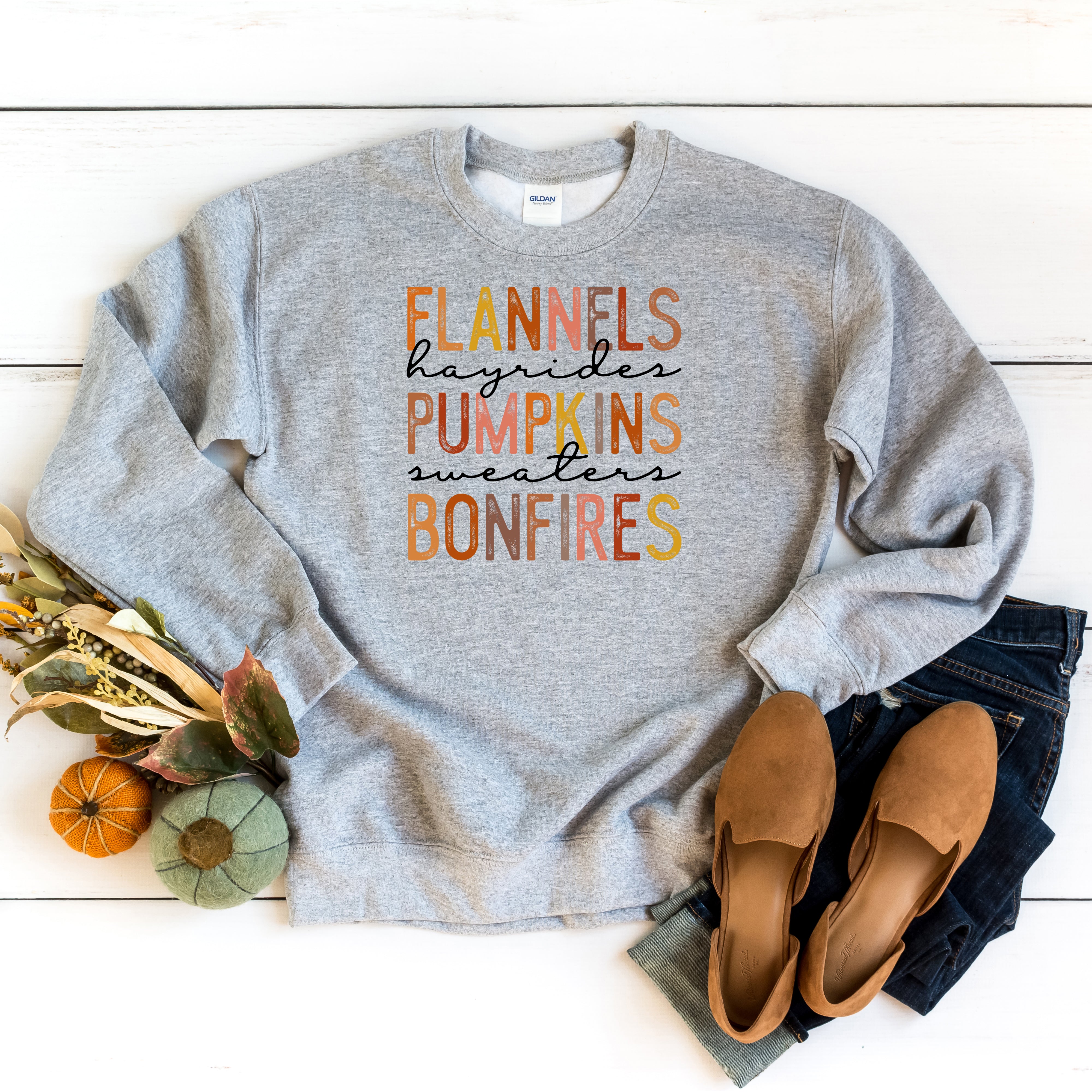 Flannels Hayrides Pumpkins | Sweatshirt