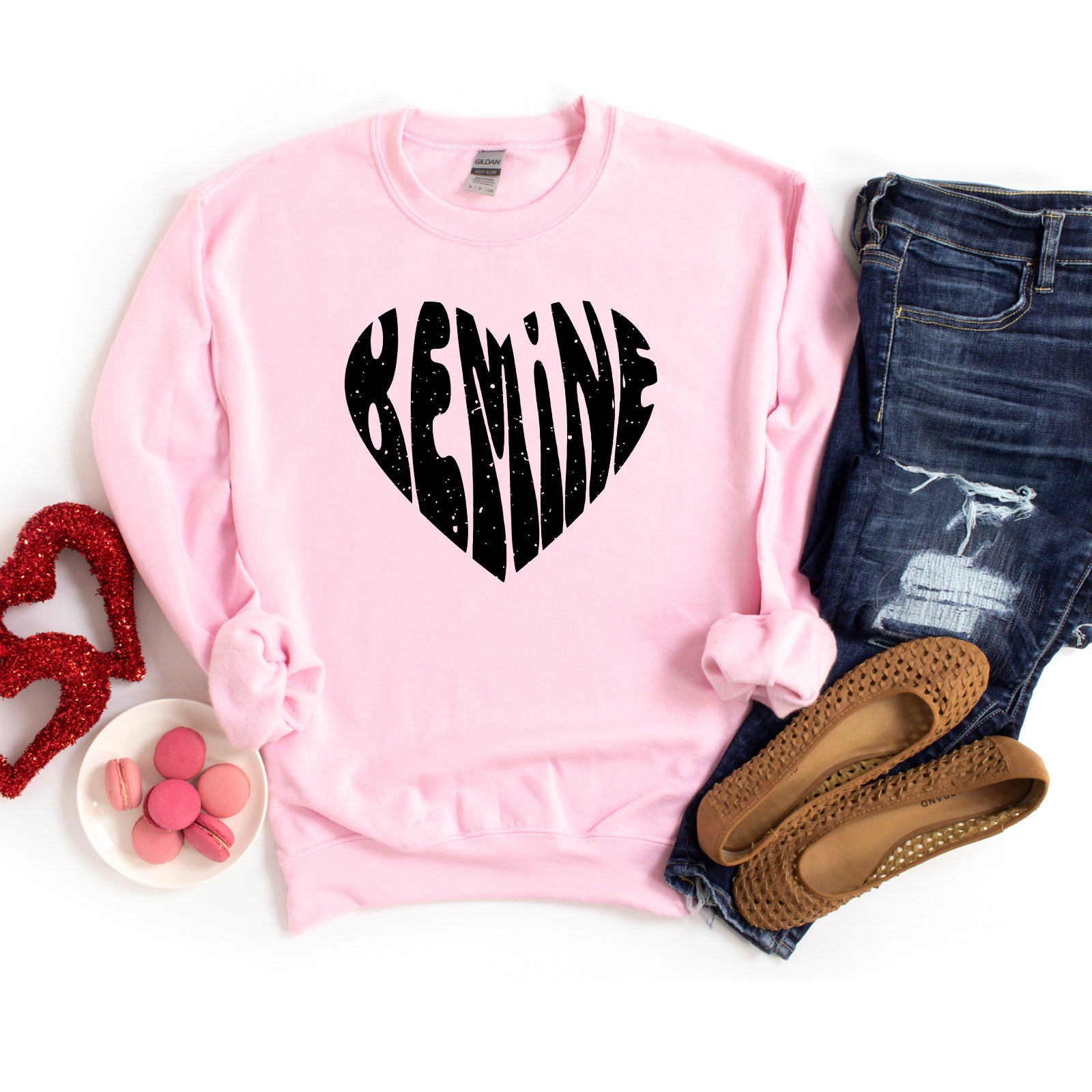 Be Mine Distressed Heart | Sweatshirt