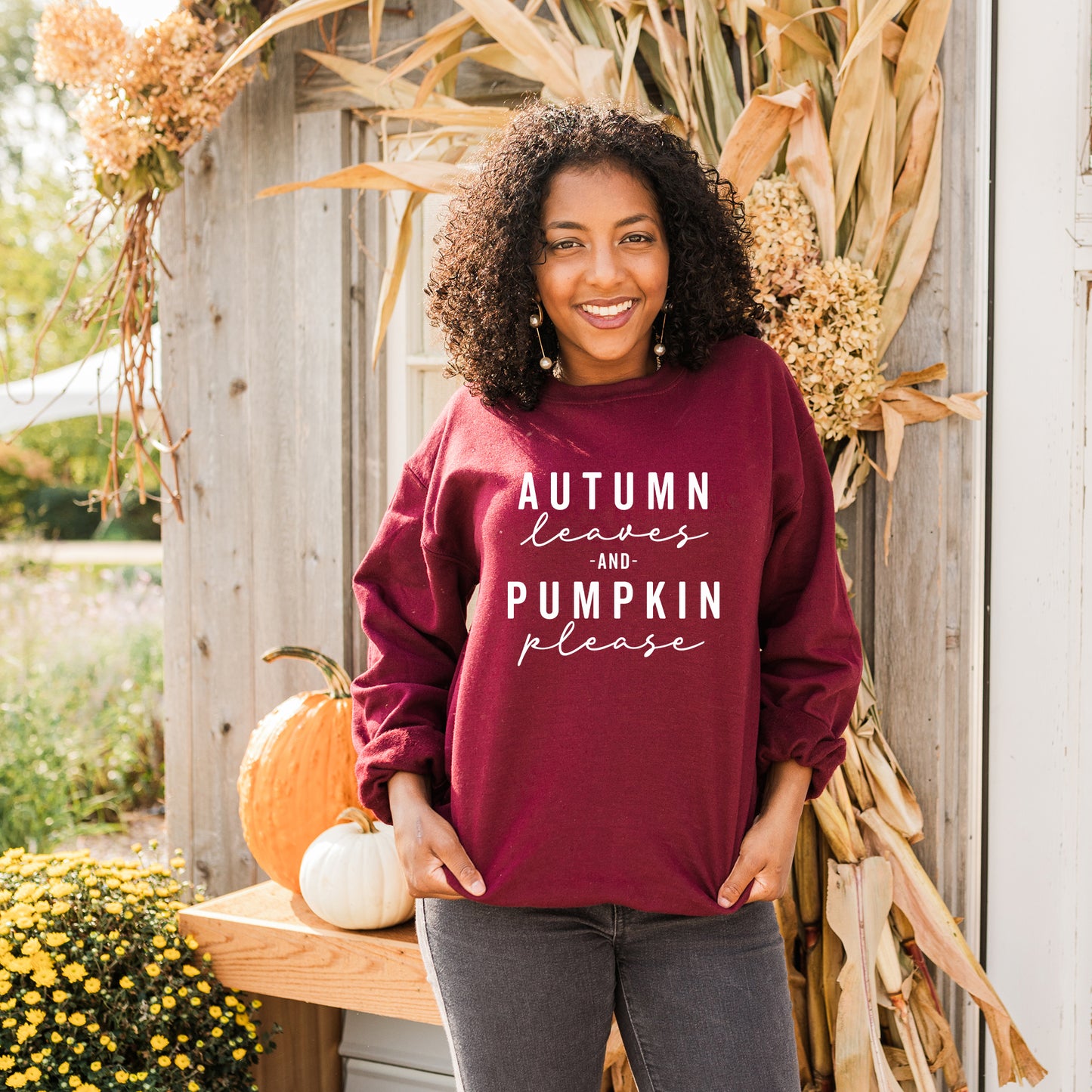 Autumn Leaves And Pumpkin Please | Sweatshirt