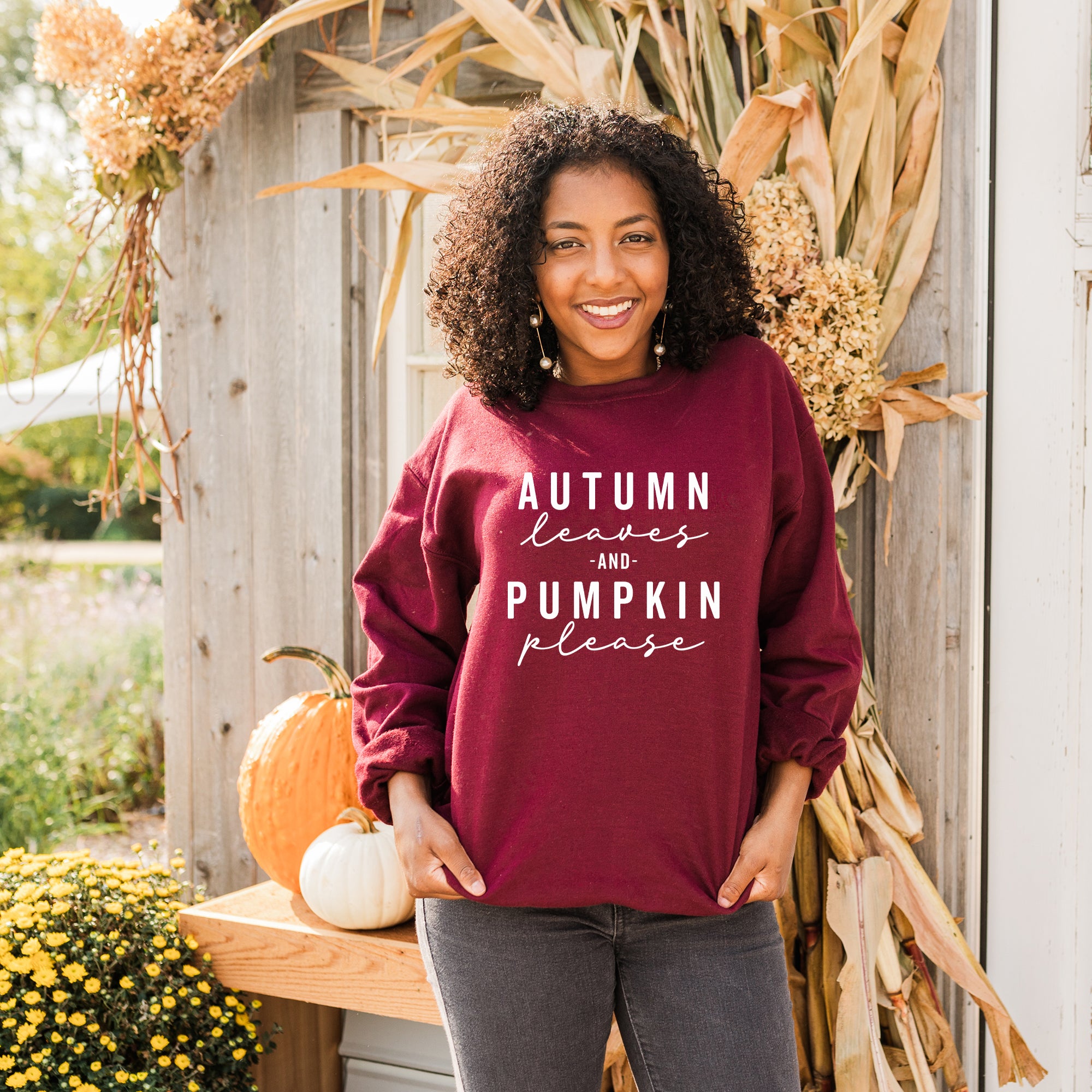 Autumn Leaves And Pumpkin Please | Sweatshirt