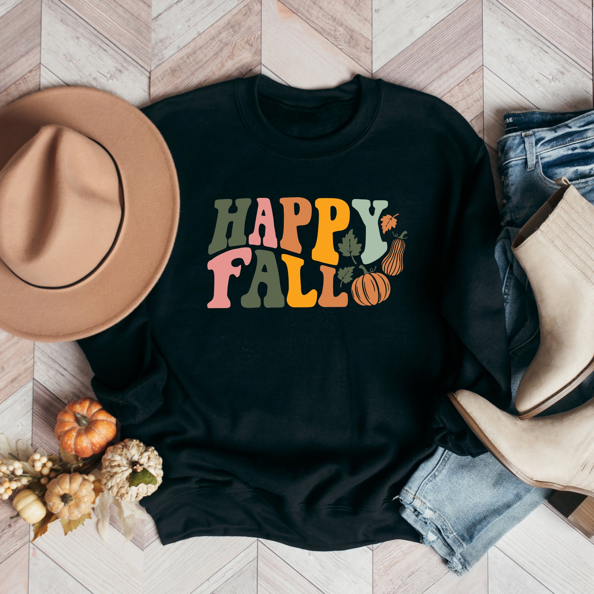 Happy Fall Wavy Pumpkins | Sweatshirt