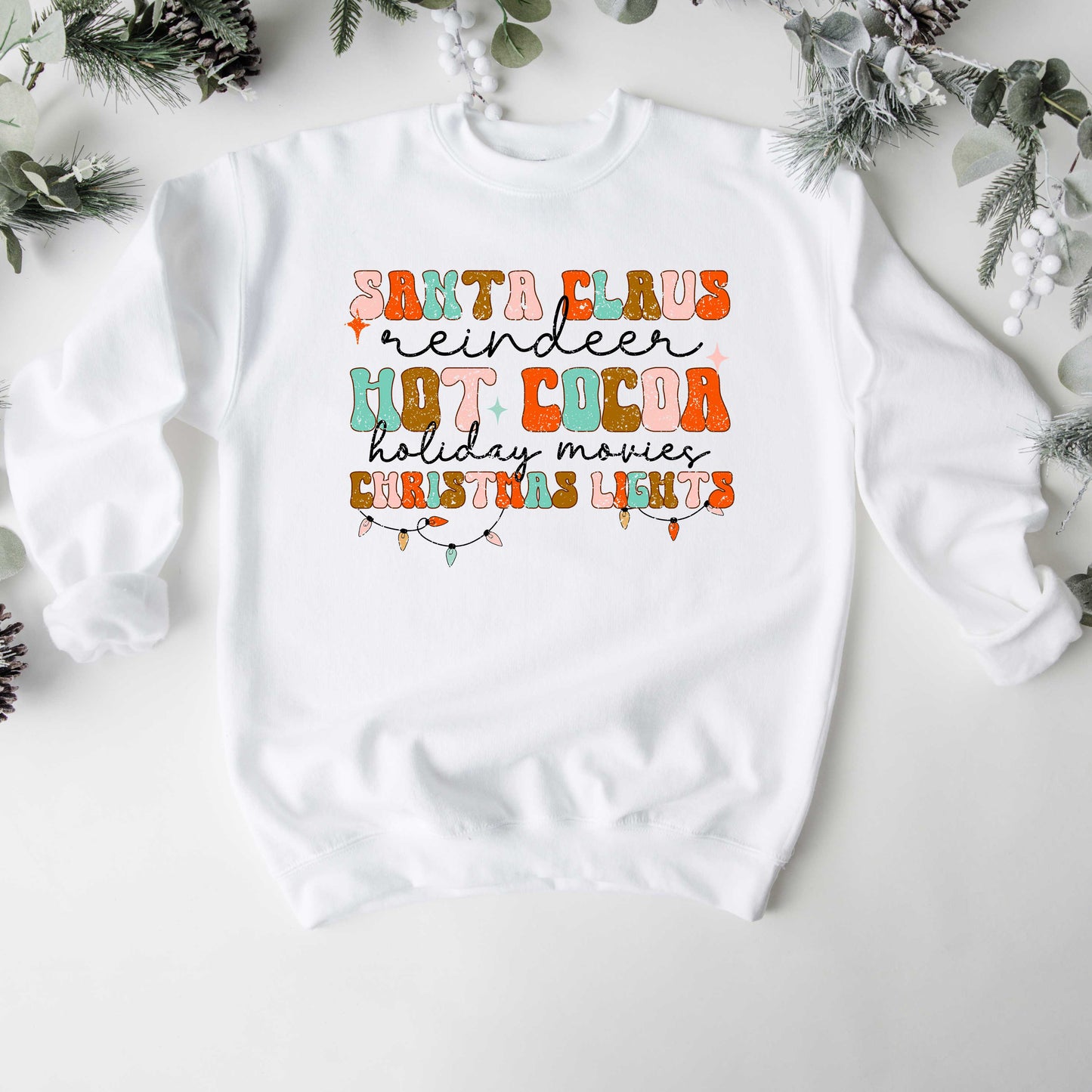 Santa Cocoa Christmas Lights | Sweatshirt