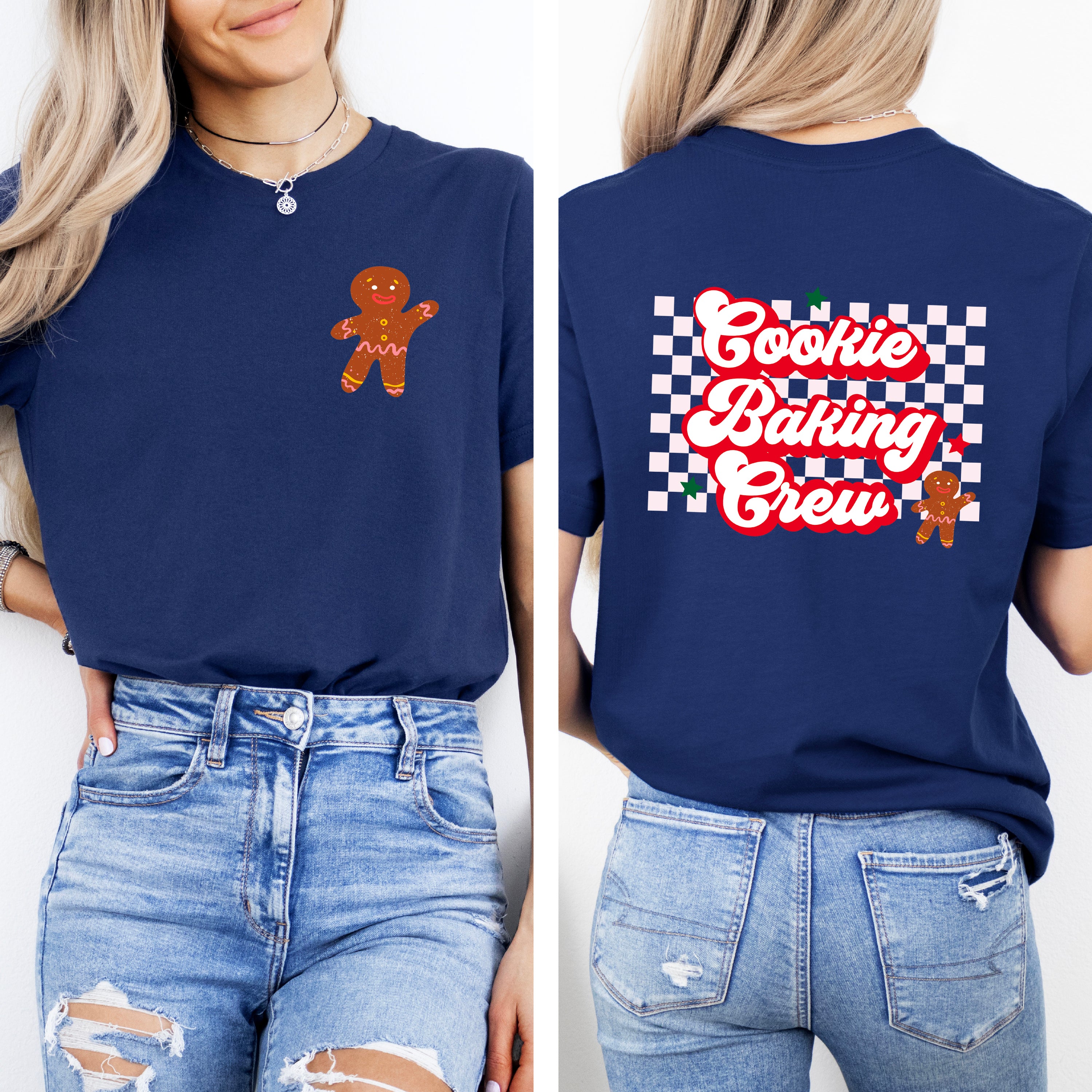 Cookie Baking Crew Checkered | Front & Back Short Sleeve Graphic Tee