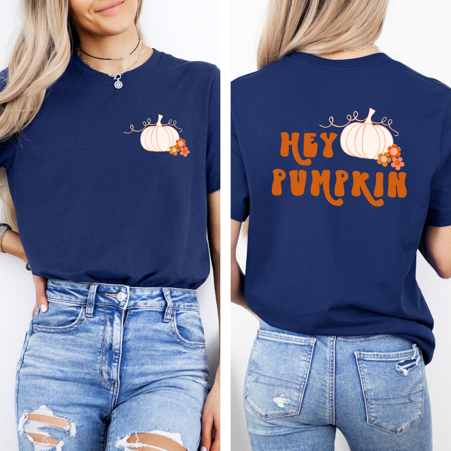 Hey Pumpkin Colorful | Front & Back Short Sleeve Graphic Tee