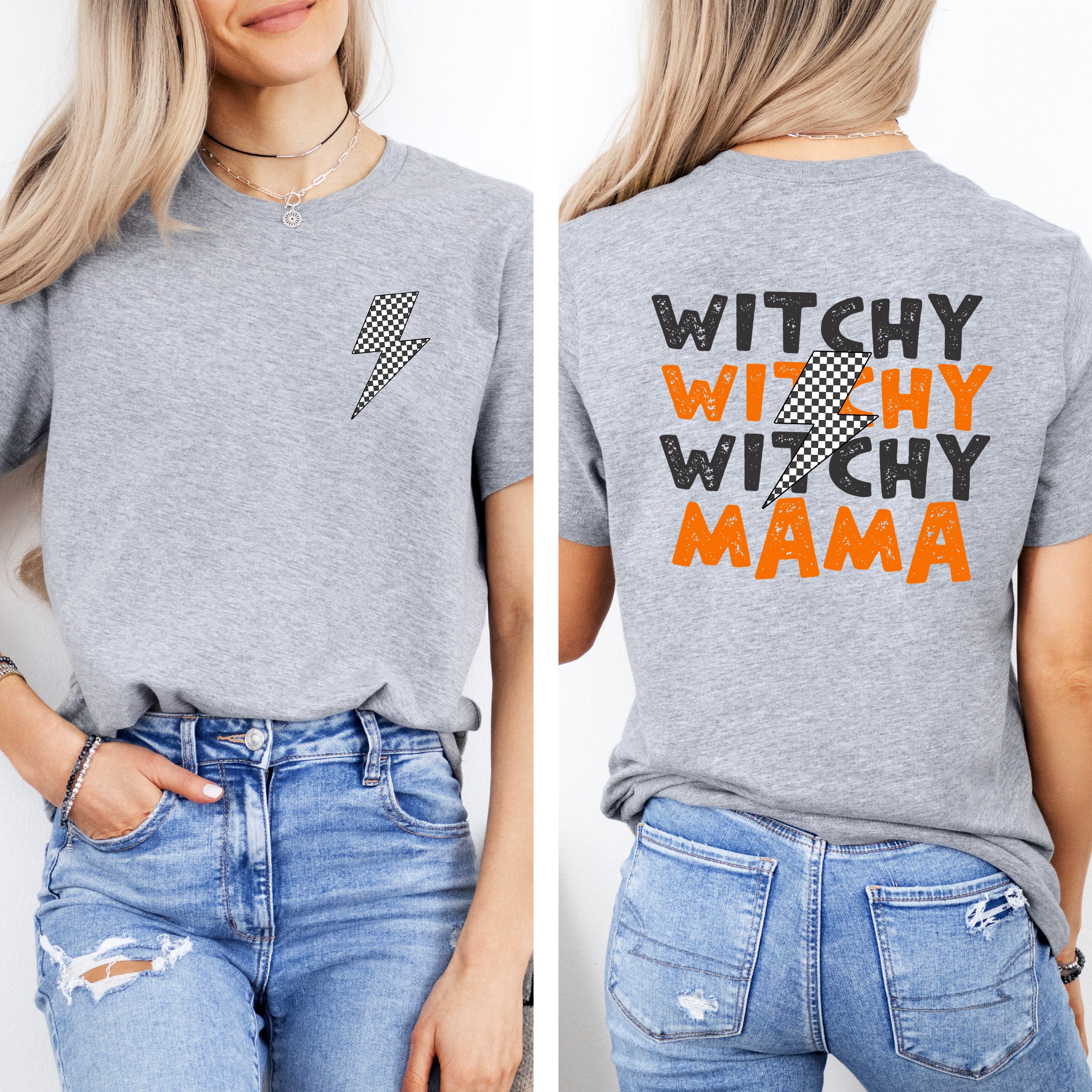 Witchy Mama Lightning Bolt | Front & Back Short Sleeve Graphic Tee