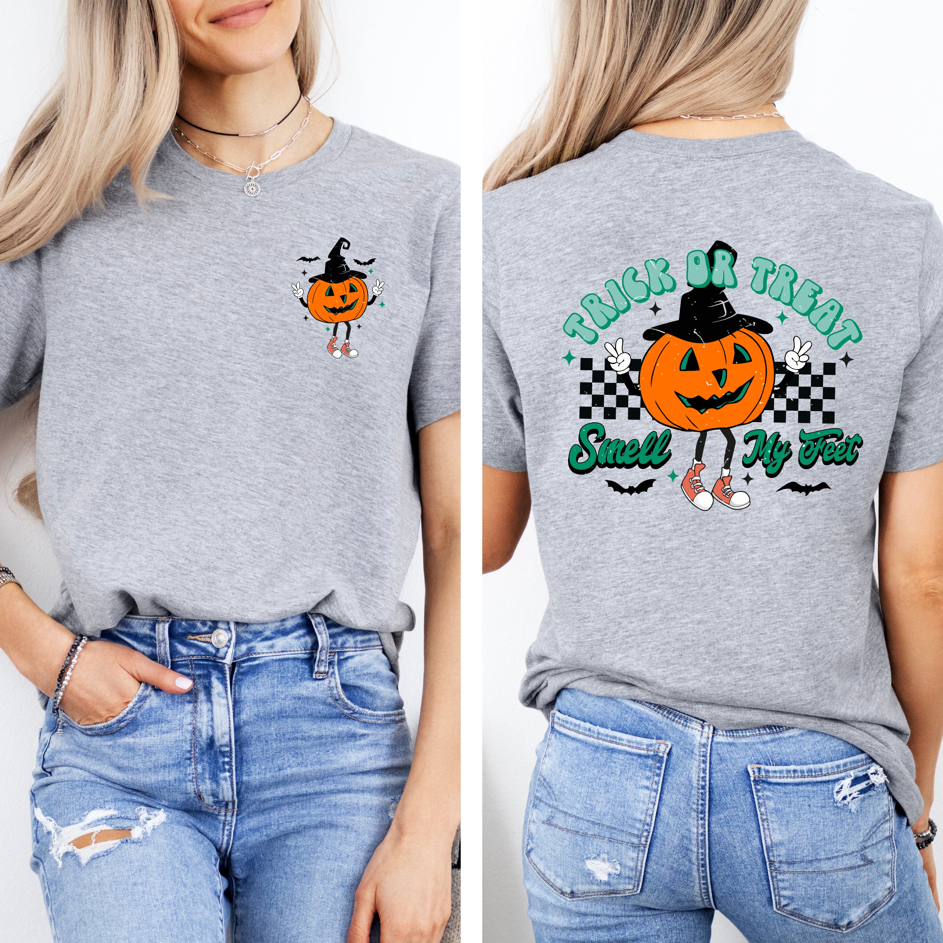 Smell My Feet Pumpkin | Short Sleeve Crew Neck | Front and Back Ink