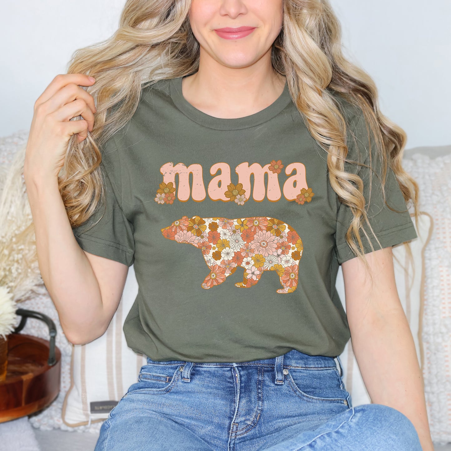 Mama Bear Flowers | Short Sleeve Graphic Tee