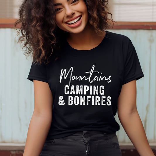 Mountains Camping And Bonfires | Short Sleeve Graphic Tee