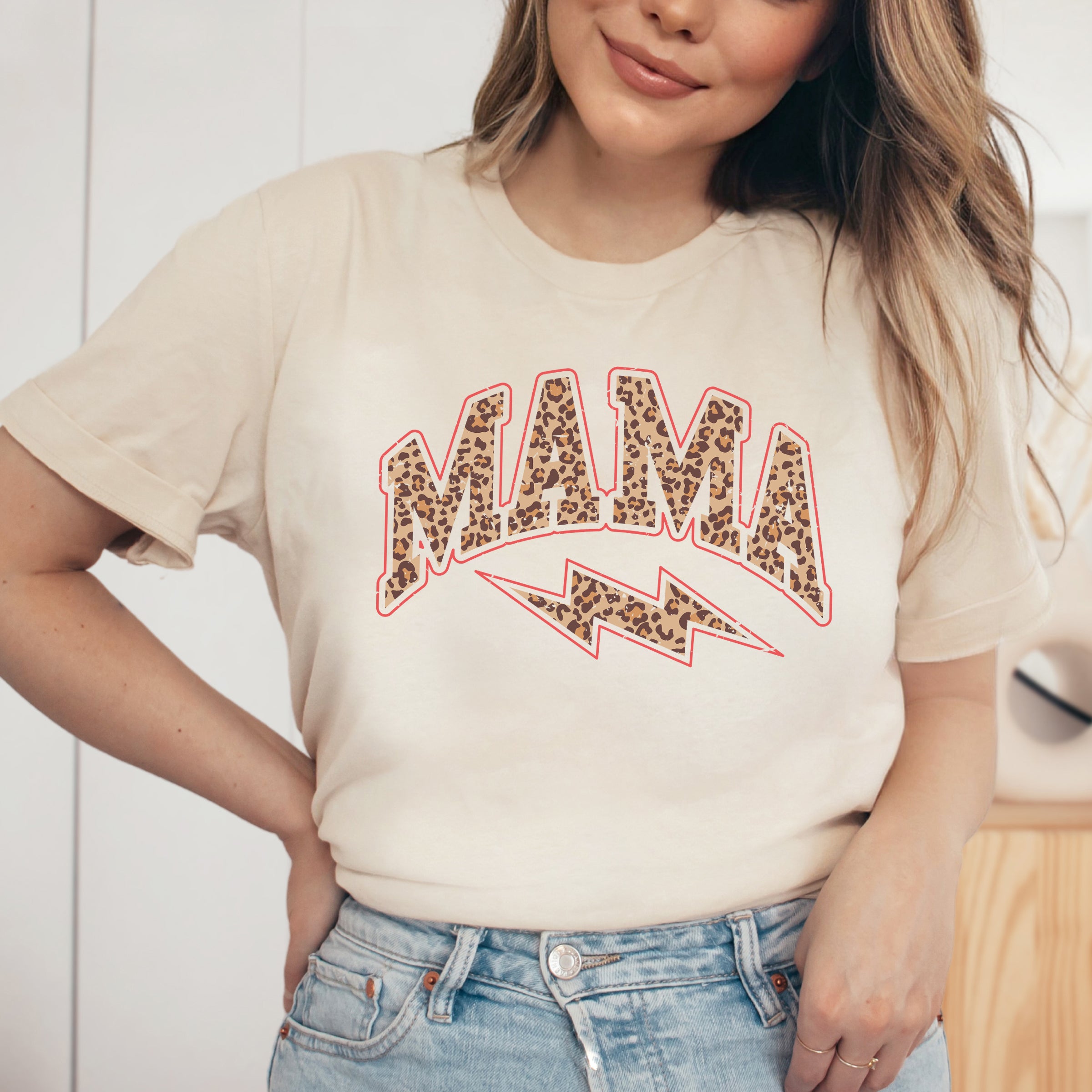 Mama Leopard Lightning Bolt | Short Sleeve Graphic Tee