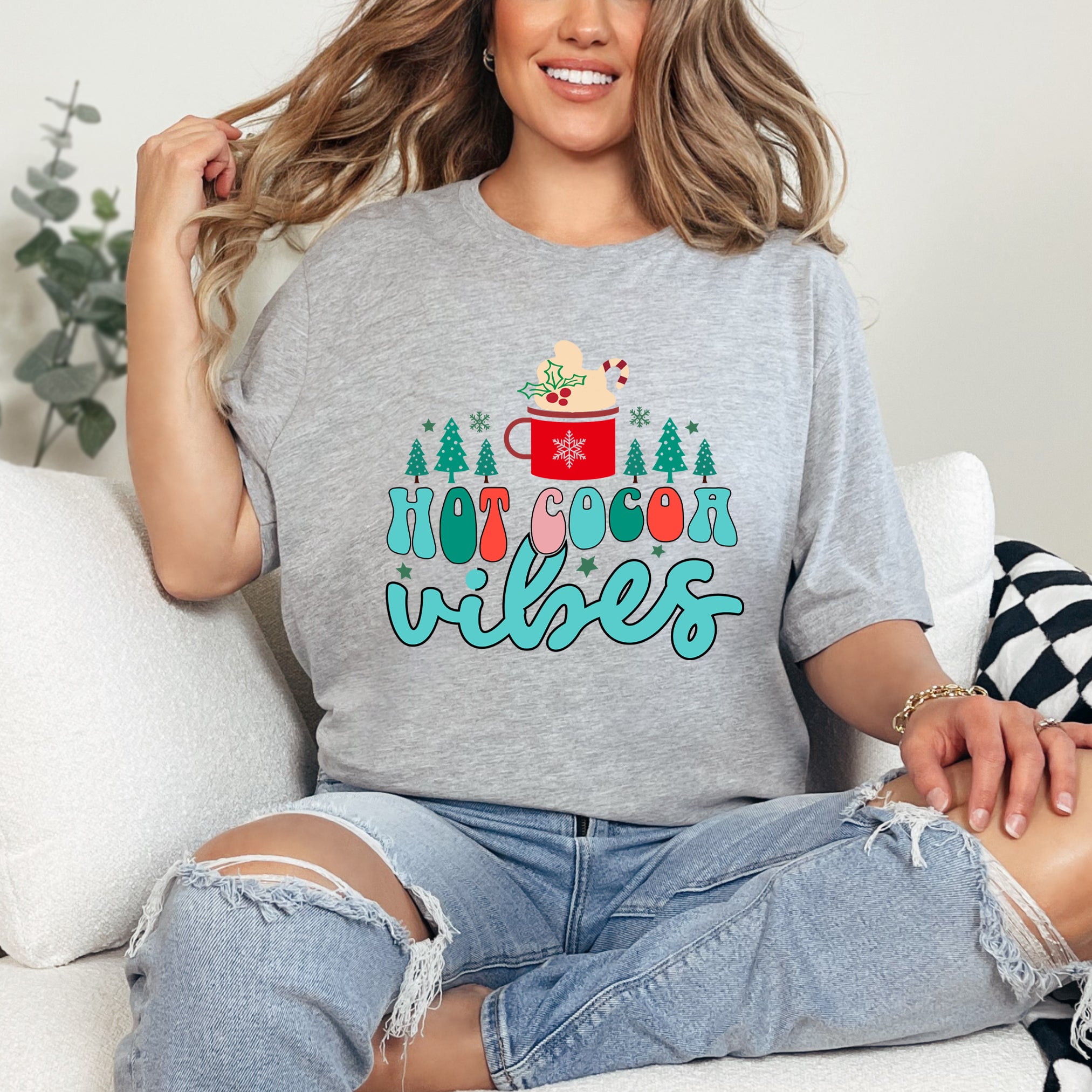Retro Hot Cocoa Vibes | Short Sleeve Crew Neck
