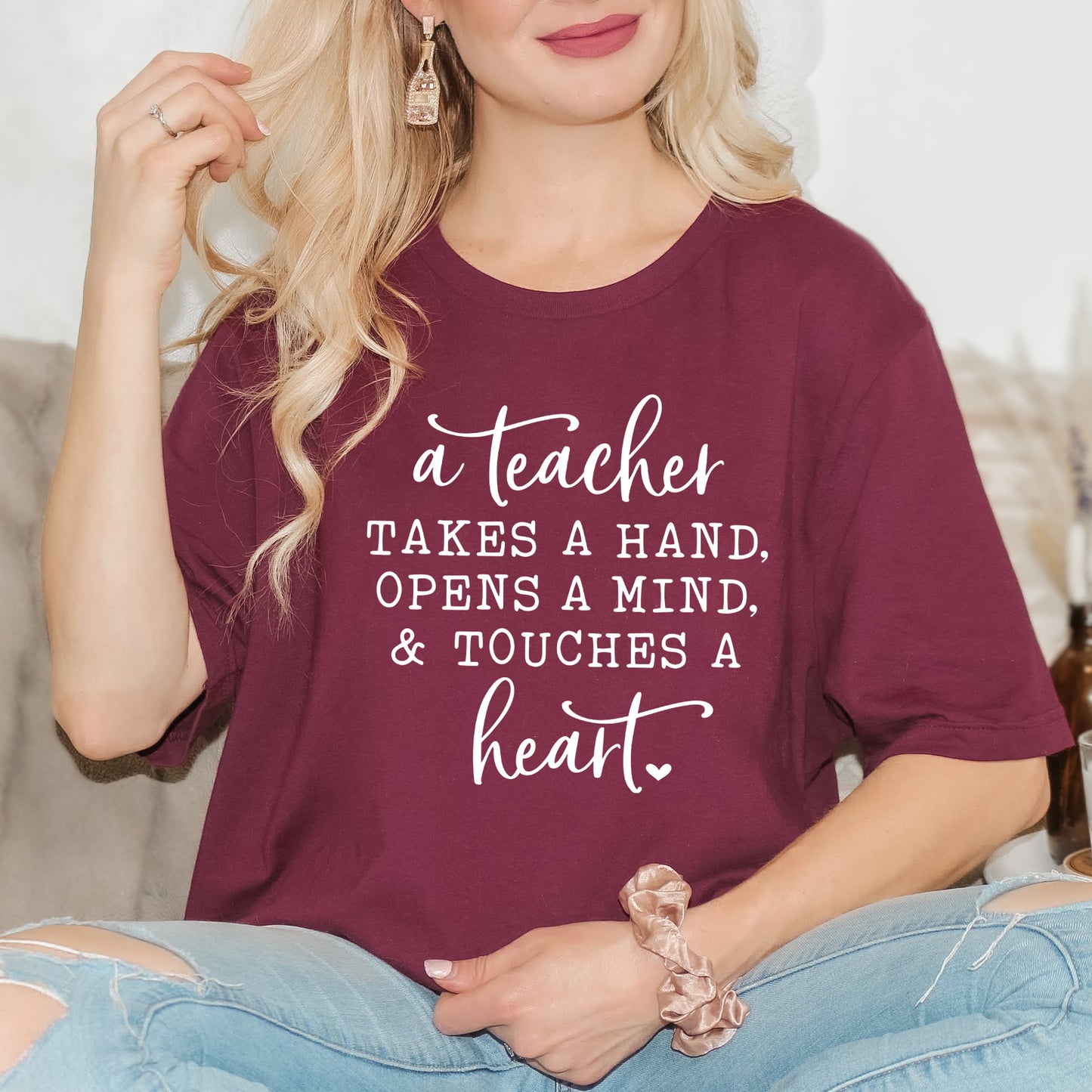 A Teacher Touches A Heart | Short Sleeve Graphic Tee