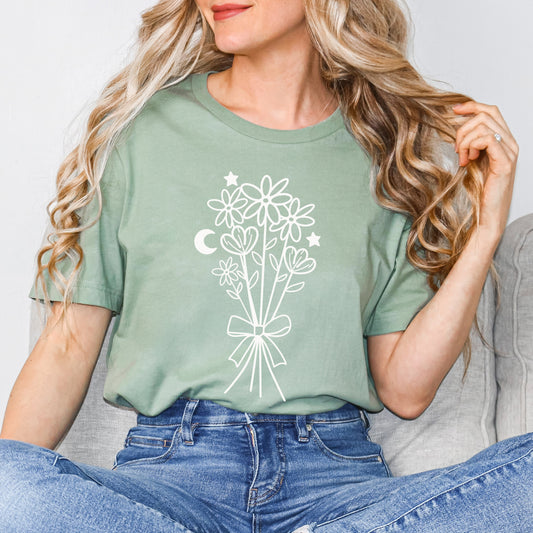 Bouquet With Ribbon | Short Sleeve Crew Neck